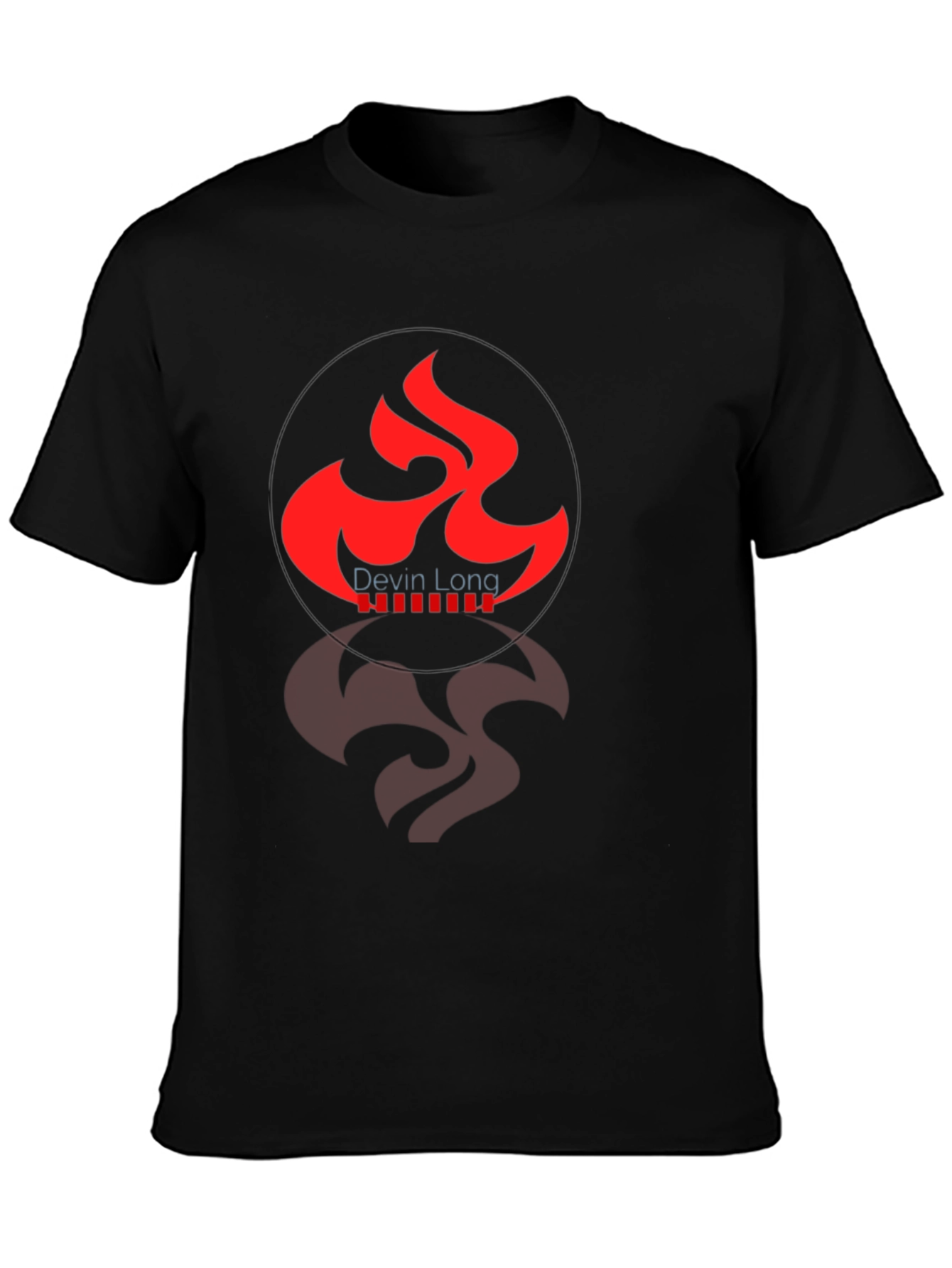 Black Graphic Tee with Red Flame Design