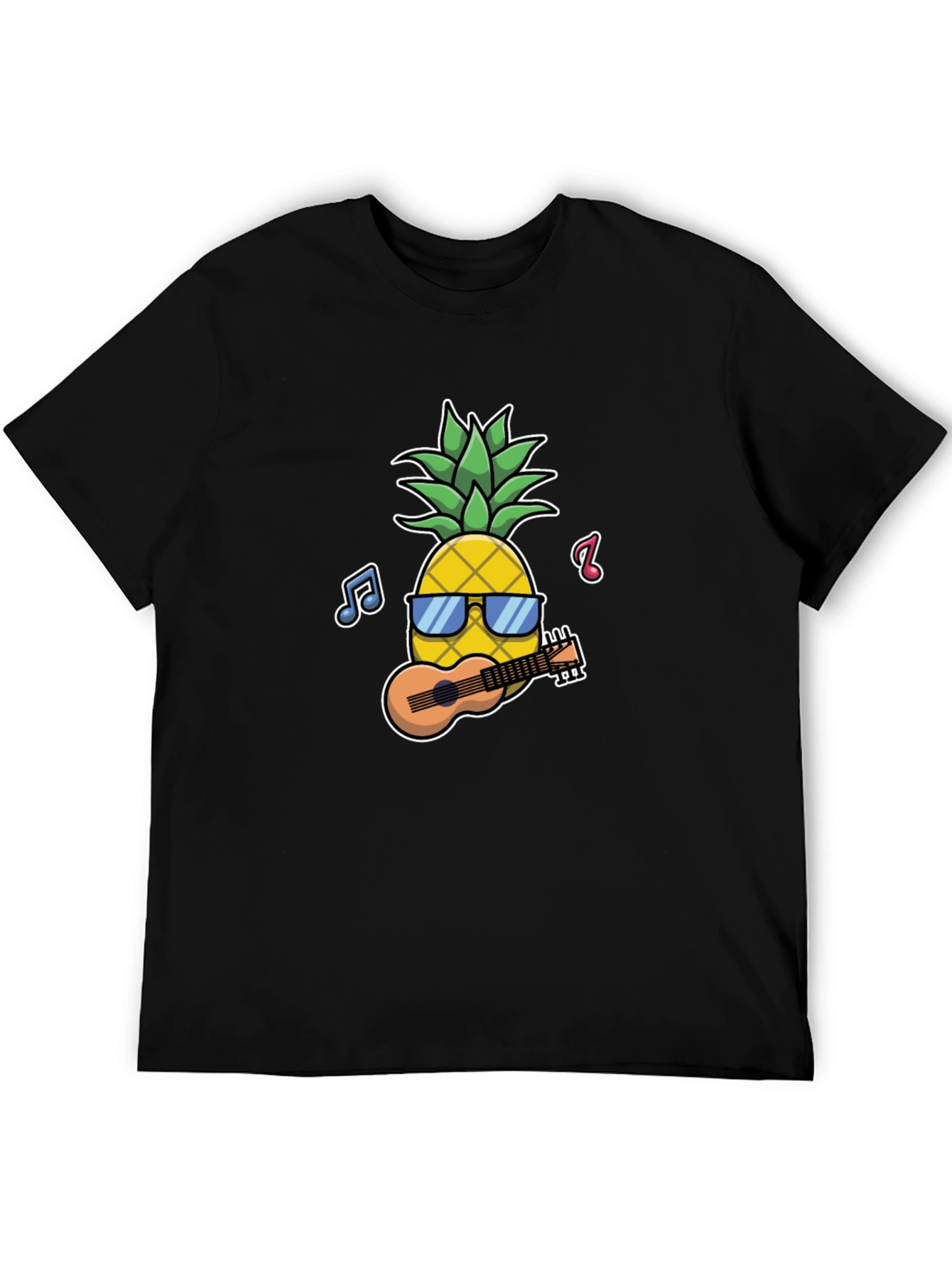Pineapple Ukulele Black Graphic T-Shirt