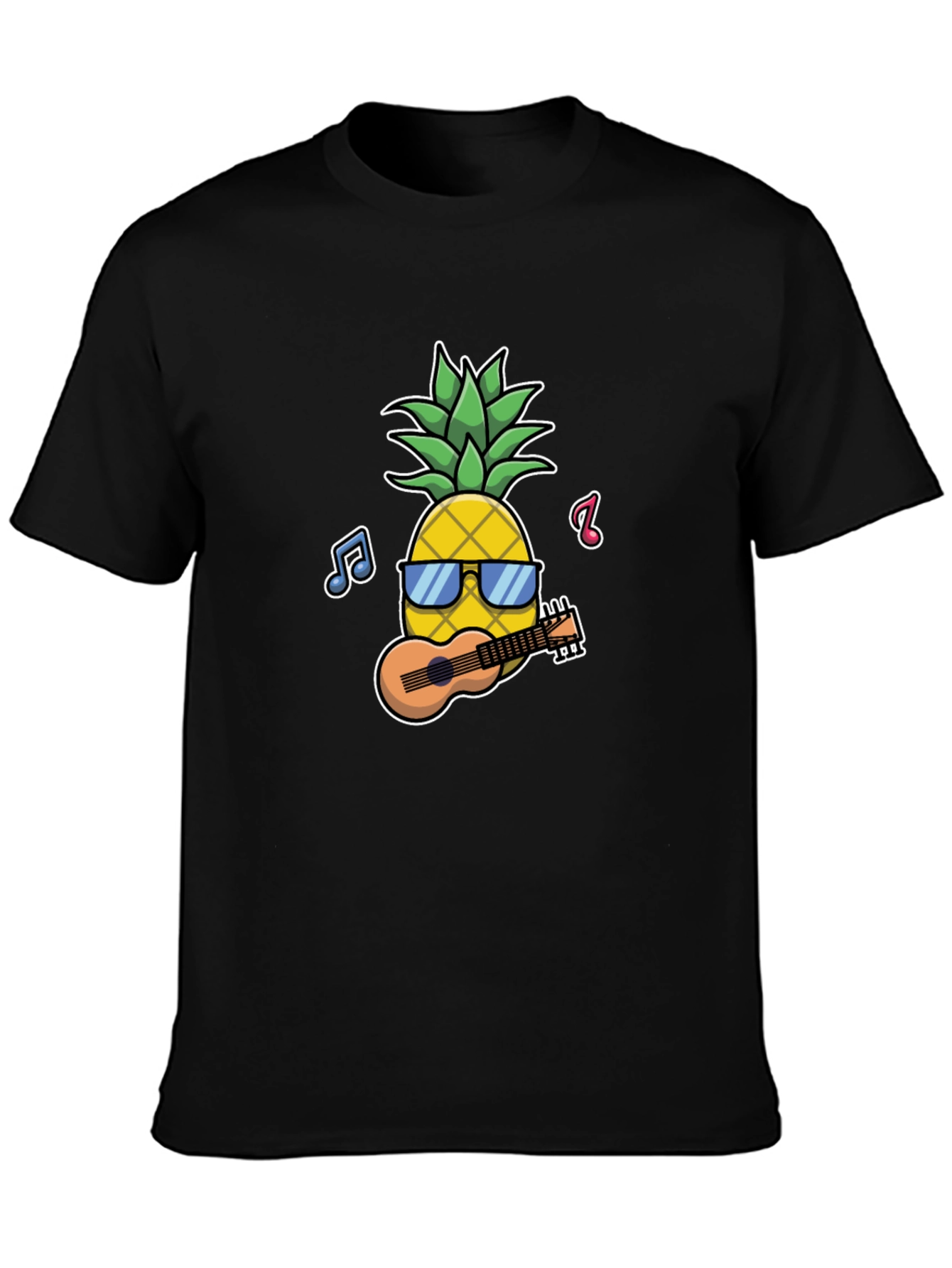 Pineapple Ukulele Black Graphic T-Shirt