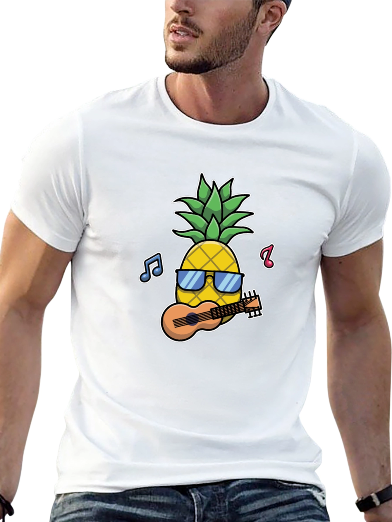 Pineapple Ukulele Black Graphic T-Shirt