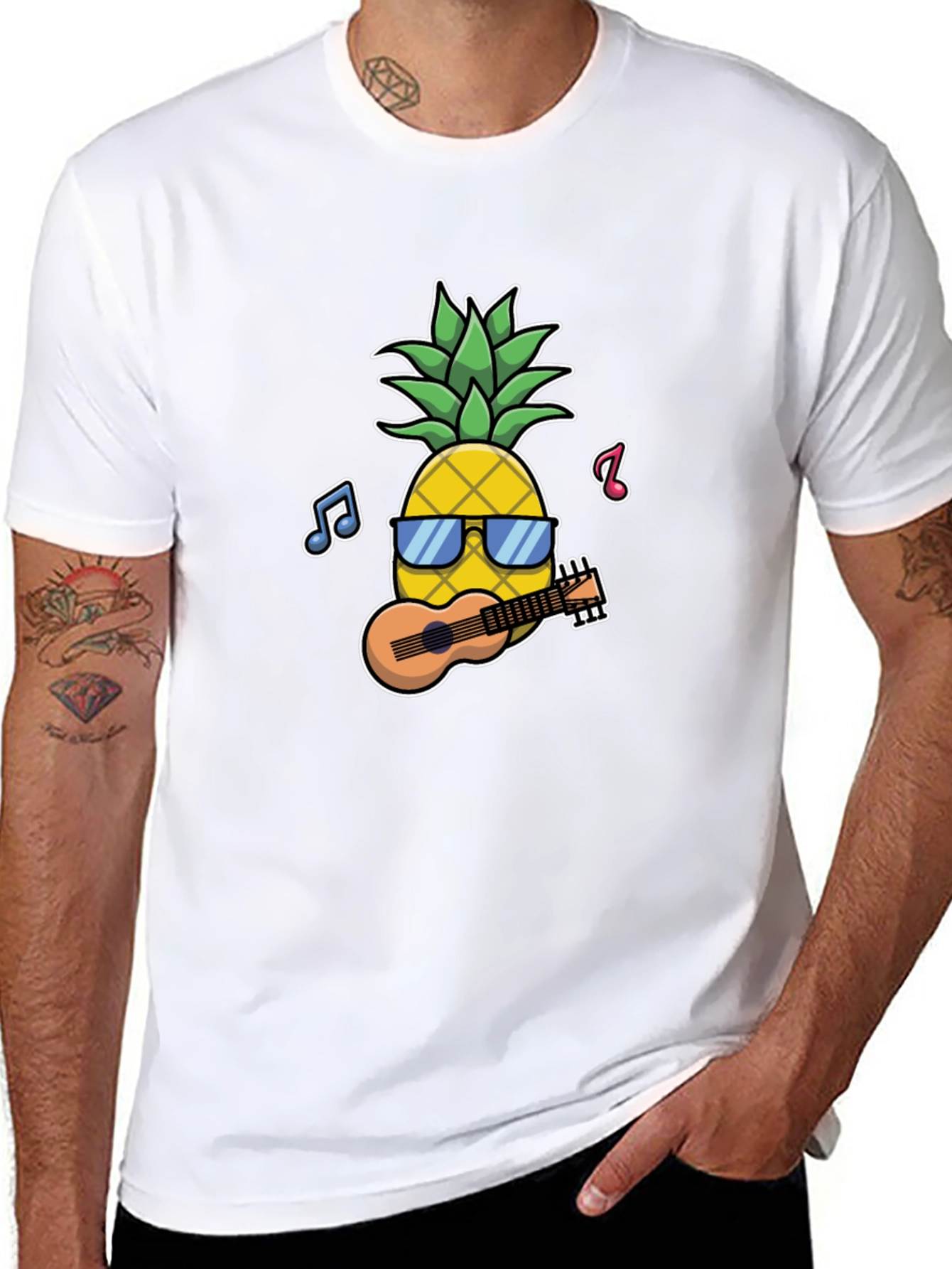 Pineapple Ukulele Black Graphic T-Shirt