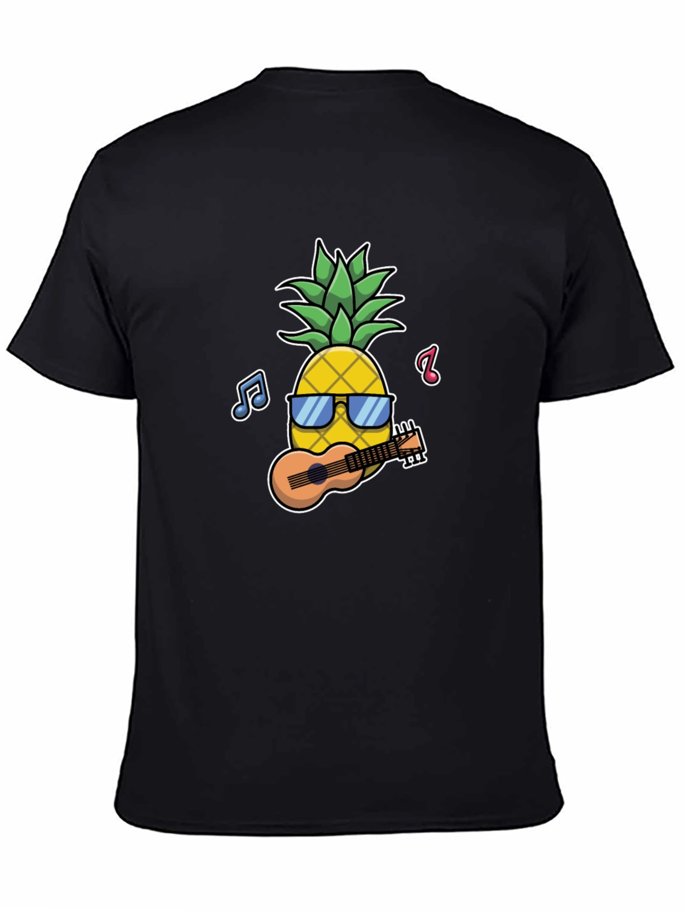 Pineapple Ukulele Black Graphic T-Shirt