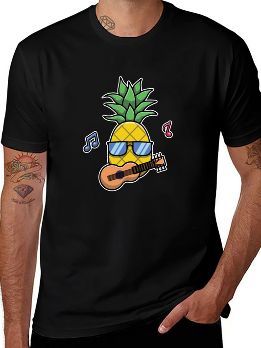 Pineapple Ukulele Black Graphic T-Shirt