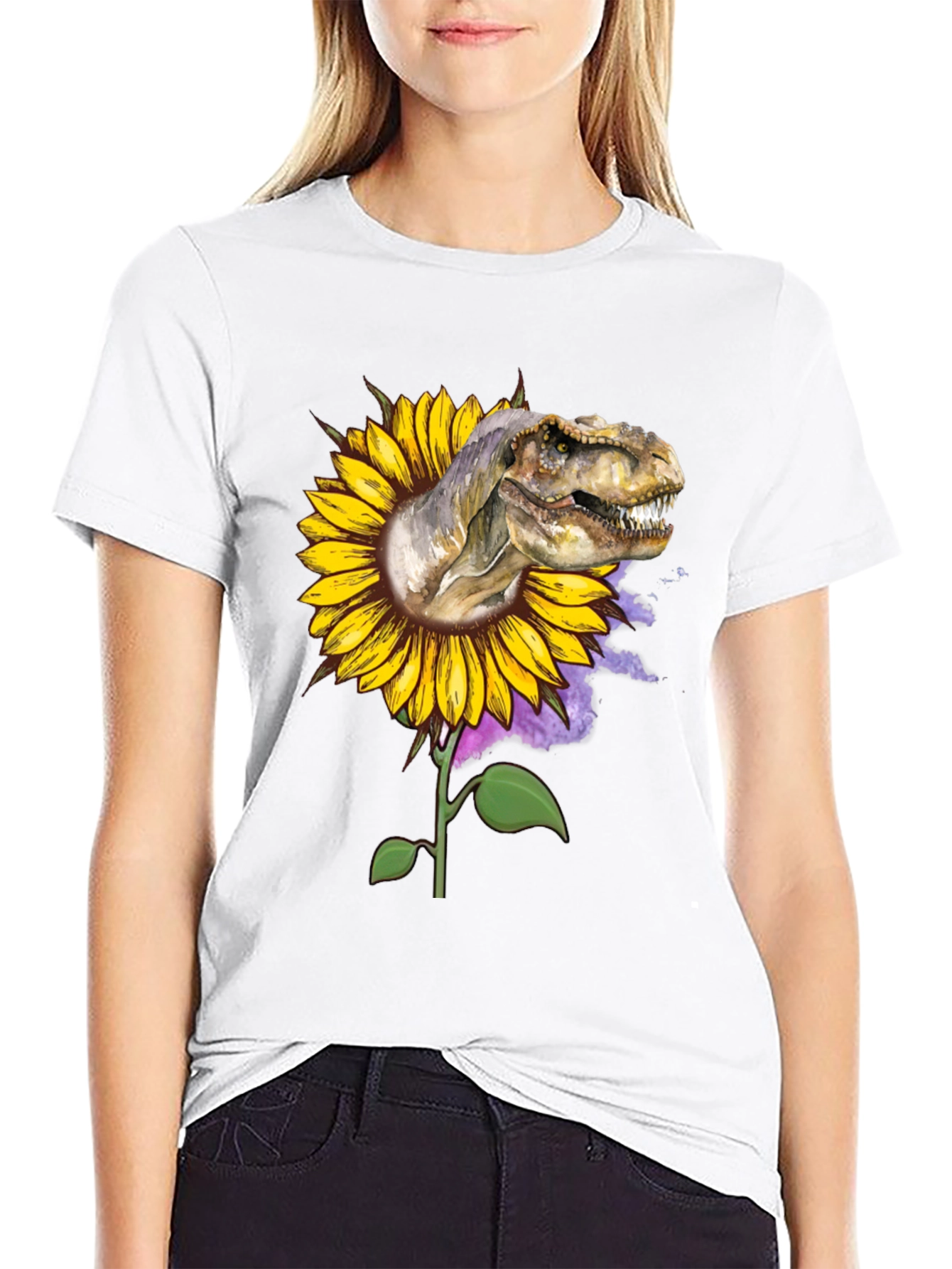 Dinosaur Sunflower Graphic Tee