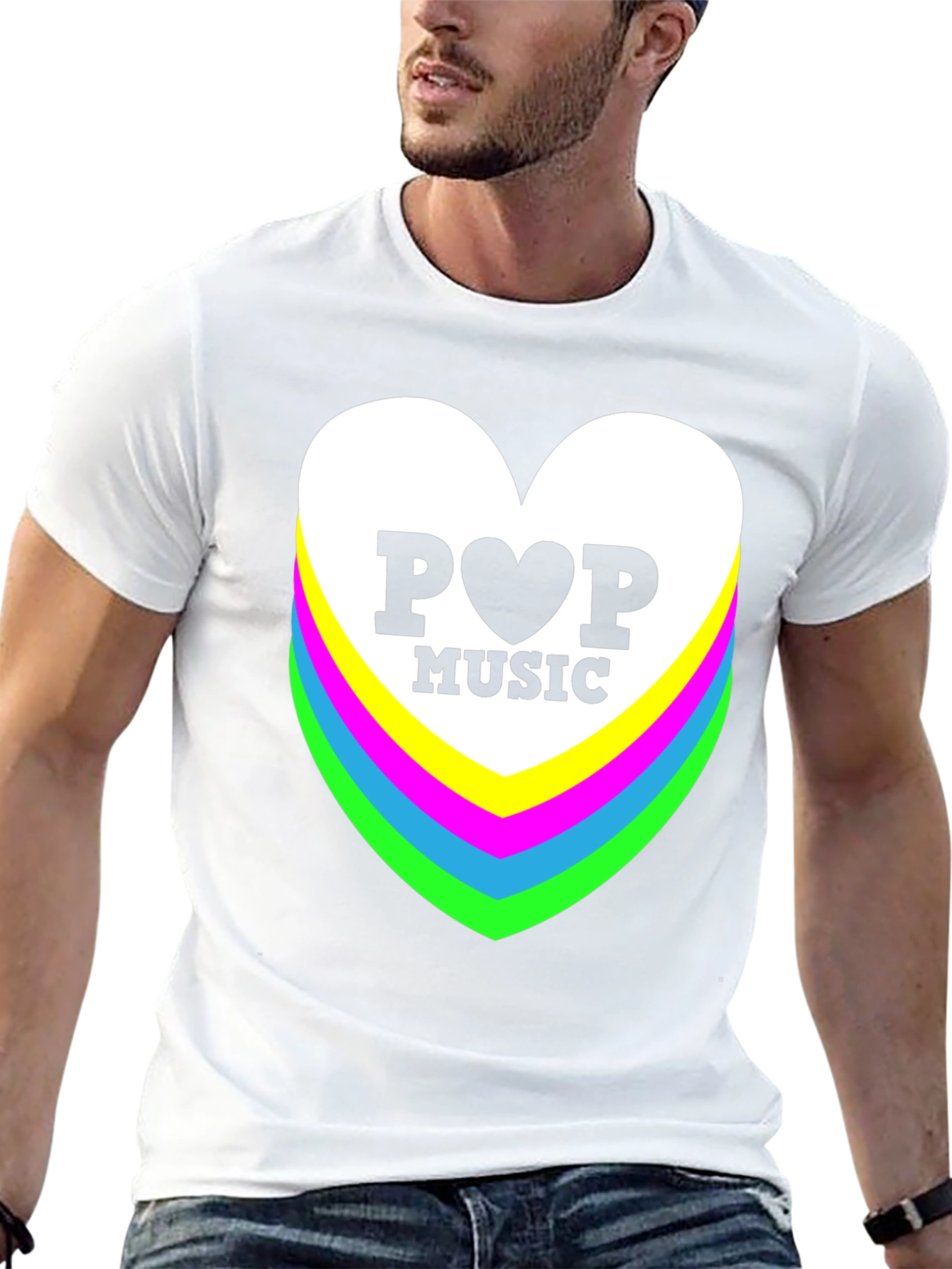Pop Music Heart Graphic Black T-Shirt