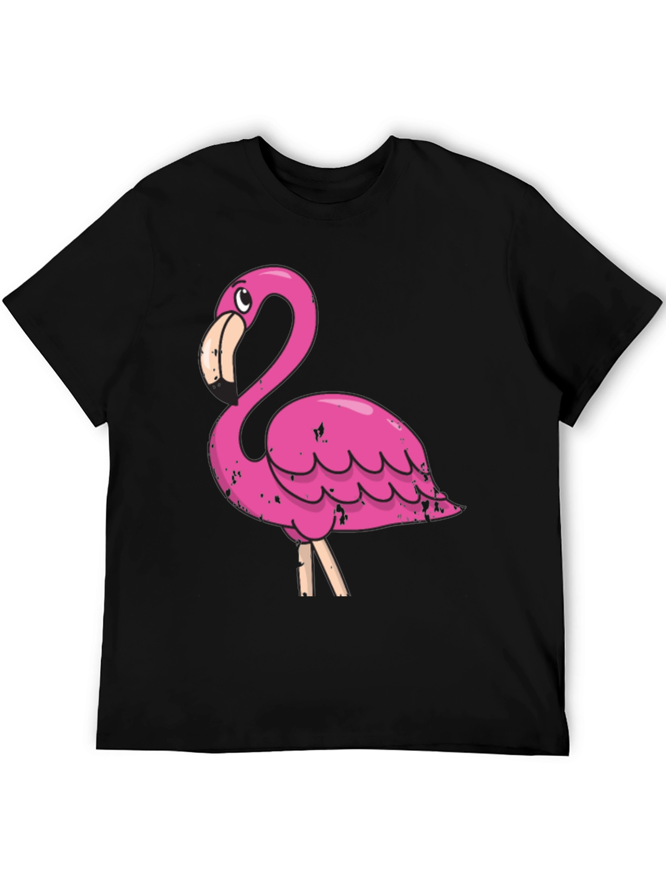 Flamingo Graphic Print Black T-Shirt