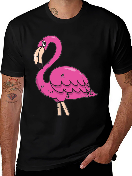 Flamingo Graphic Print Black T-Shirt