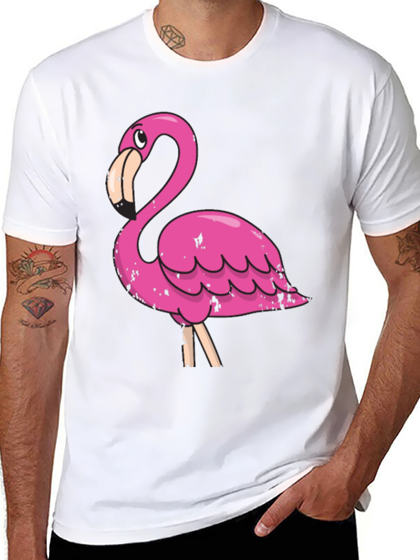 Flamingo Graphic Print Black T-Shirt