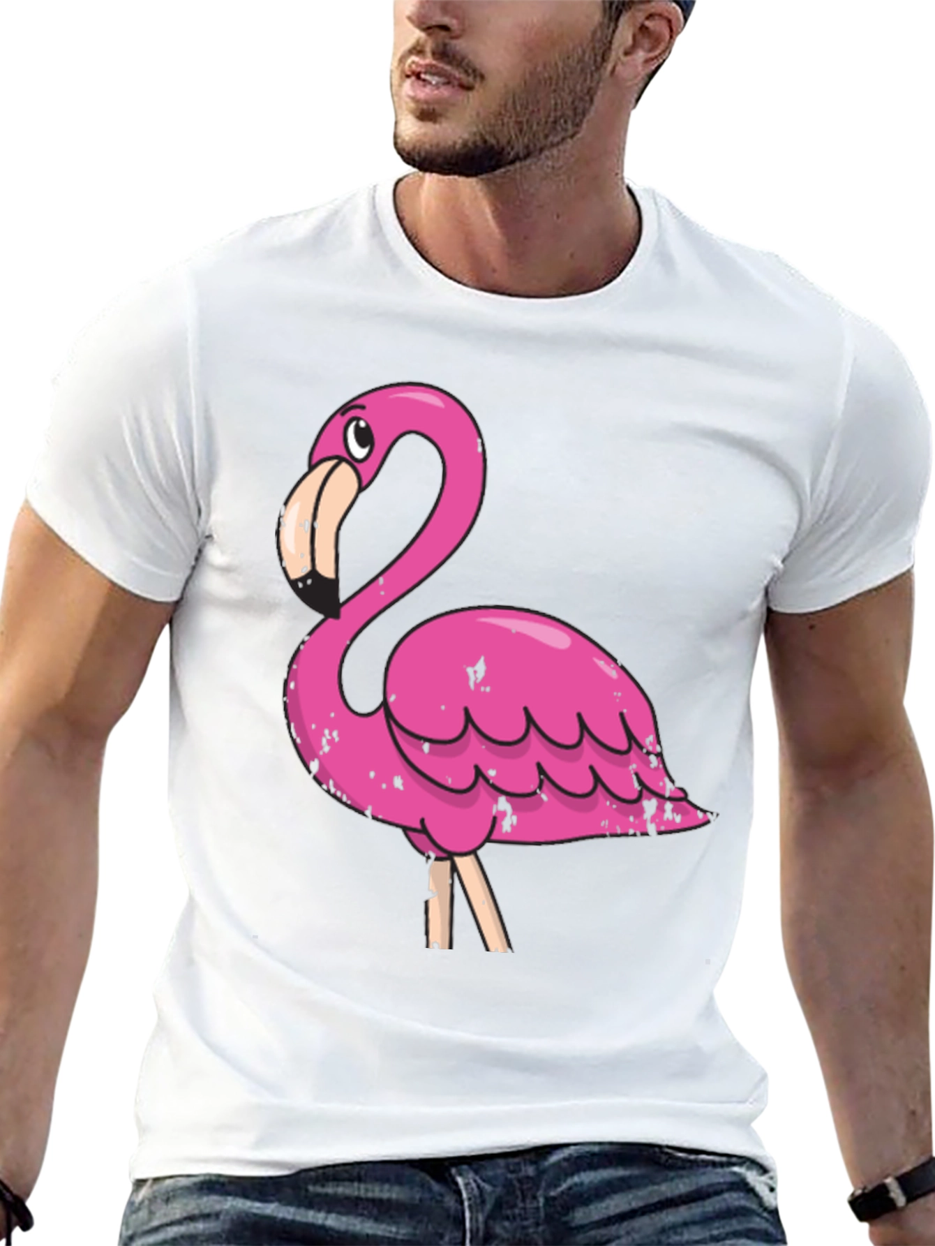 Flamingo Graphic Print Black T-Shirt