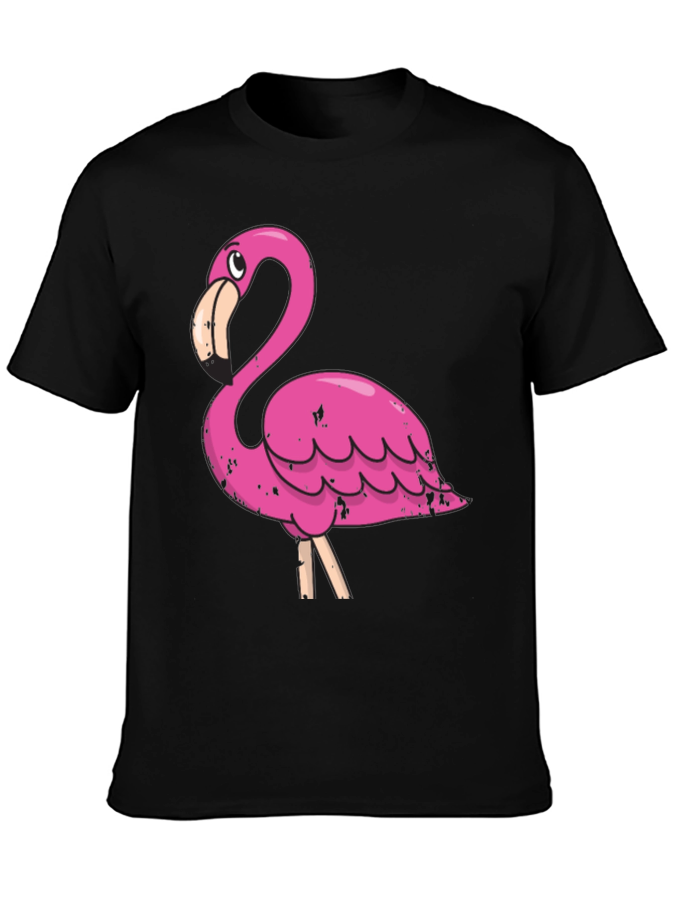 Flamingo Graphic Print Black T-Shirt