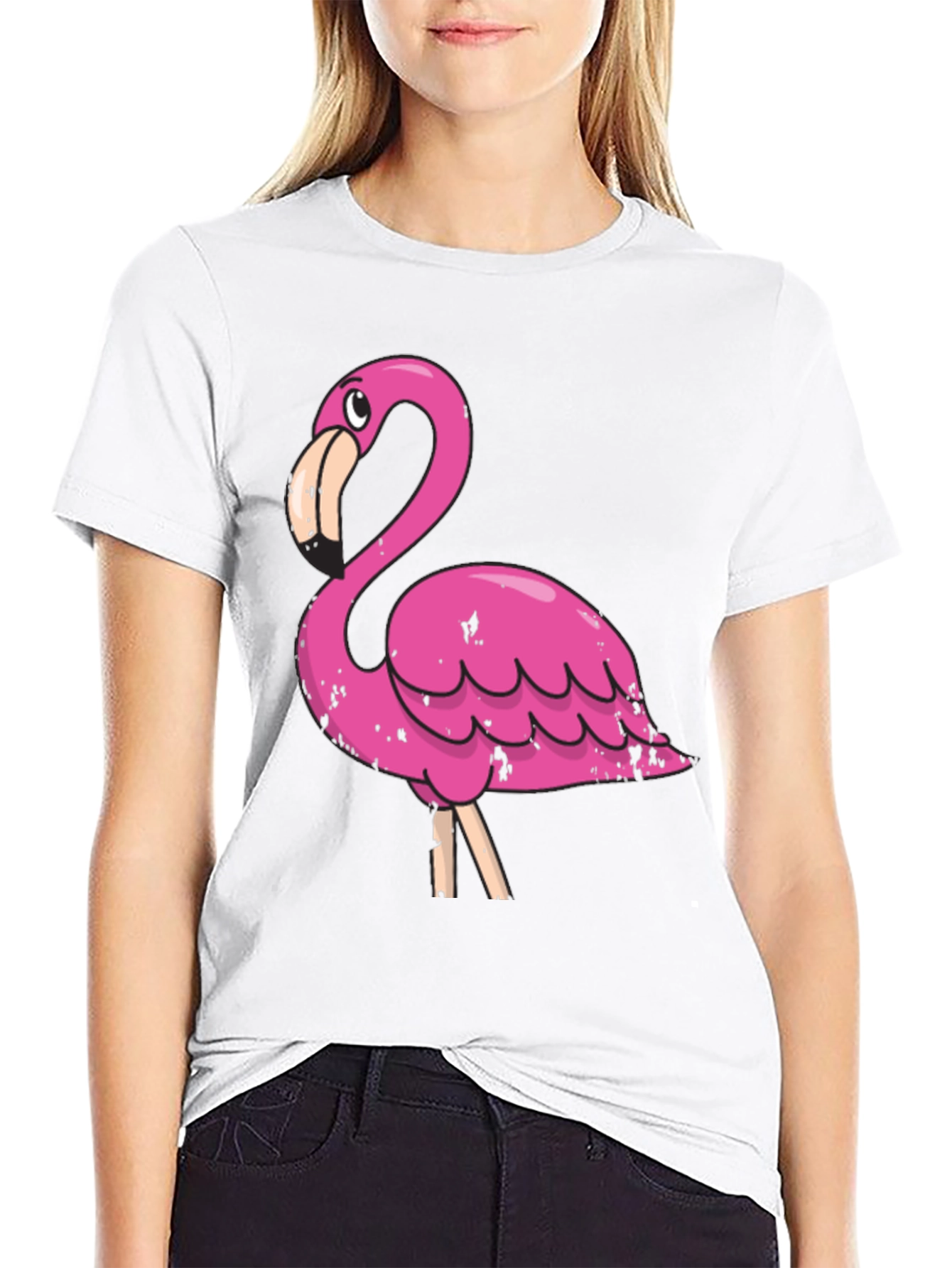 Flamingo Graphic Print Black T-Shirt