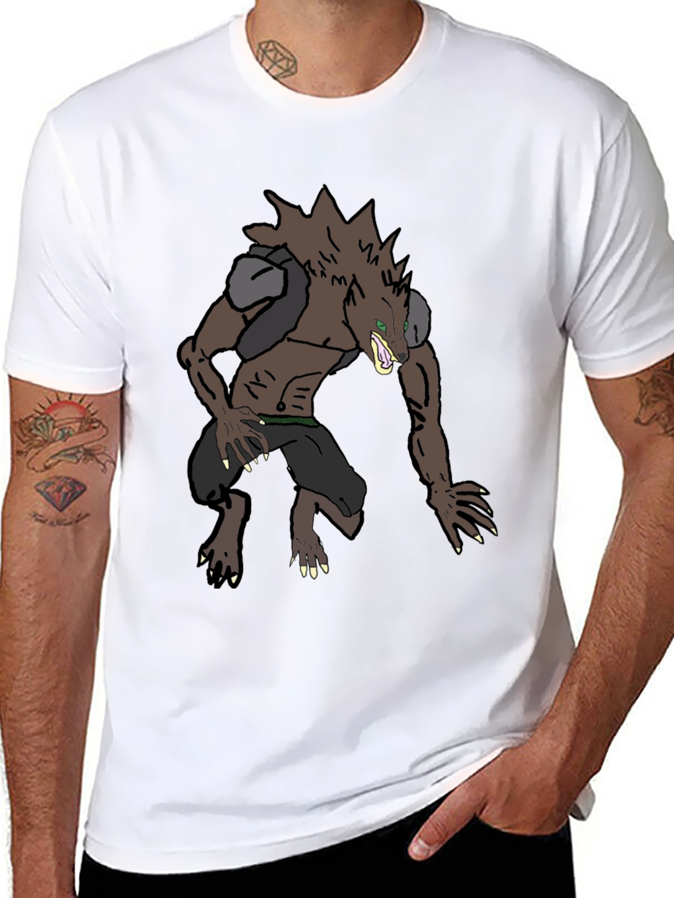 Werewolf Graphic Tee - Black Cotton Blend Shirt