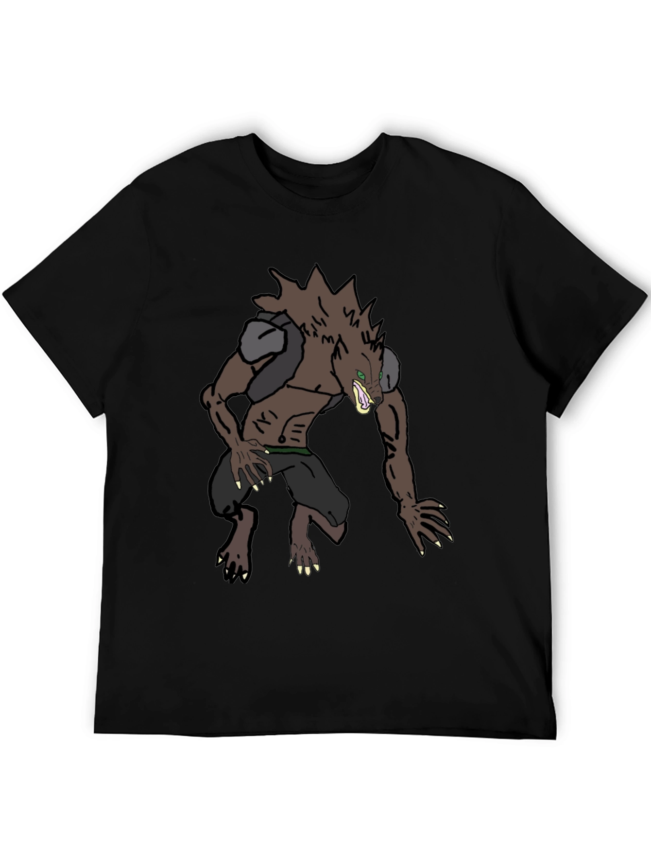 Werewolf Graphic Tee - Black Cotton Blend Shirt