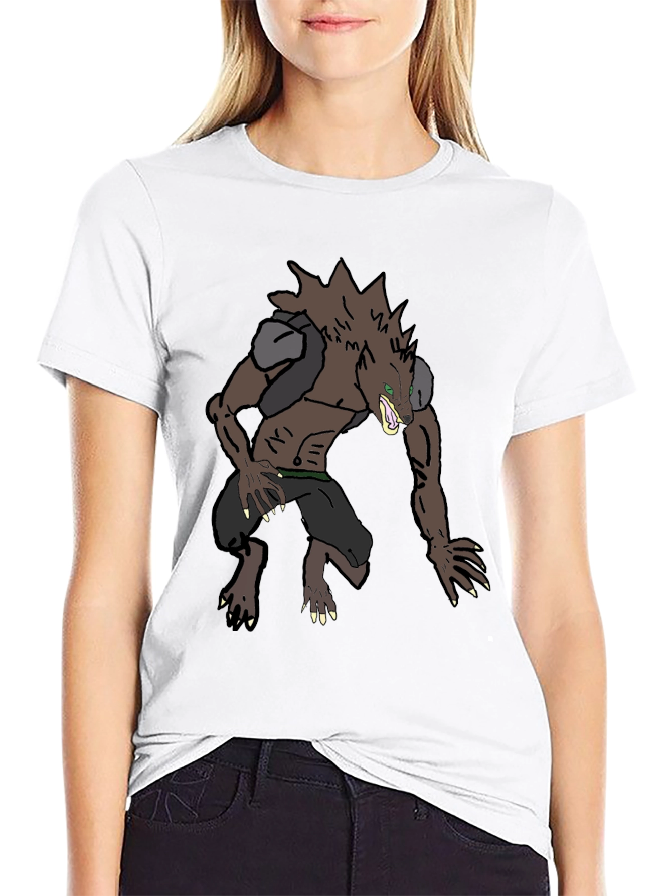 Werewolf Graphic Tee - Black Cotton Blend Shirt