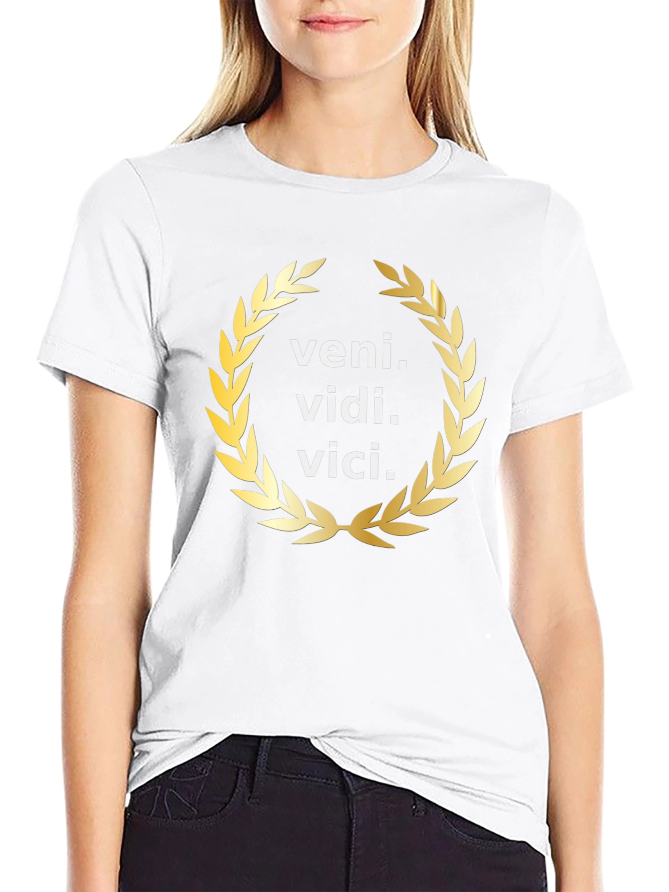 Veni Vidi Vici Gold Wreath Black T-Shirt