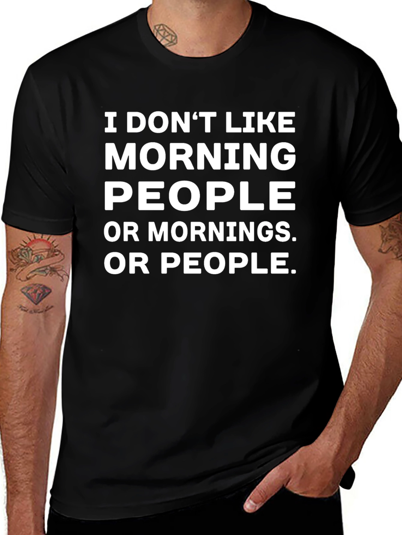 Funny Anti-Morning Black Graphic T-Shirt