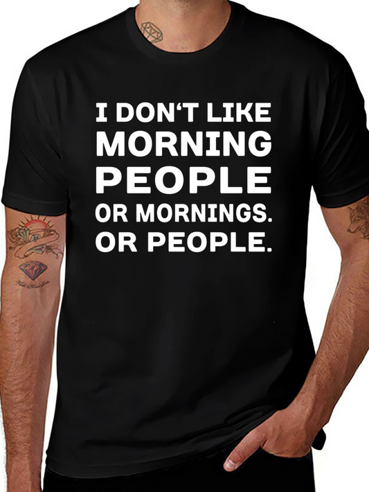 Funny Anti-Morning Black Graphic T-Shirt