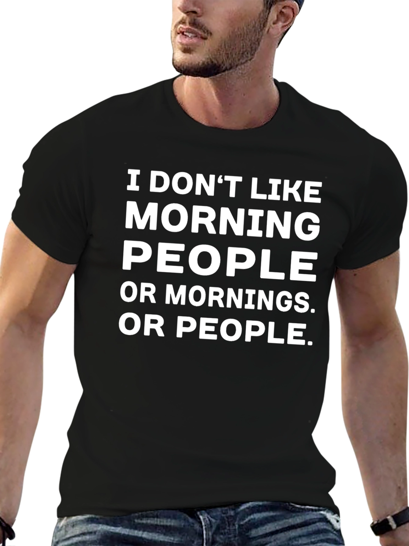 Funny Anti-Morning Black Graphic T-Shirt