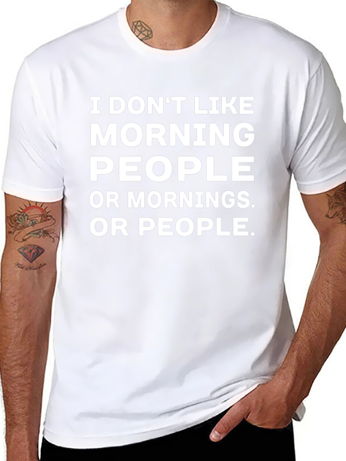 Funny Anti-Morning Black Graphic T-Shirt