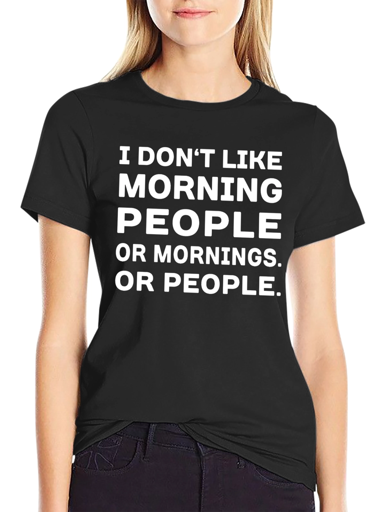 Funny Anti-Morning Black Graphic T-Shirt