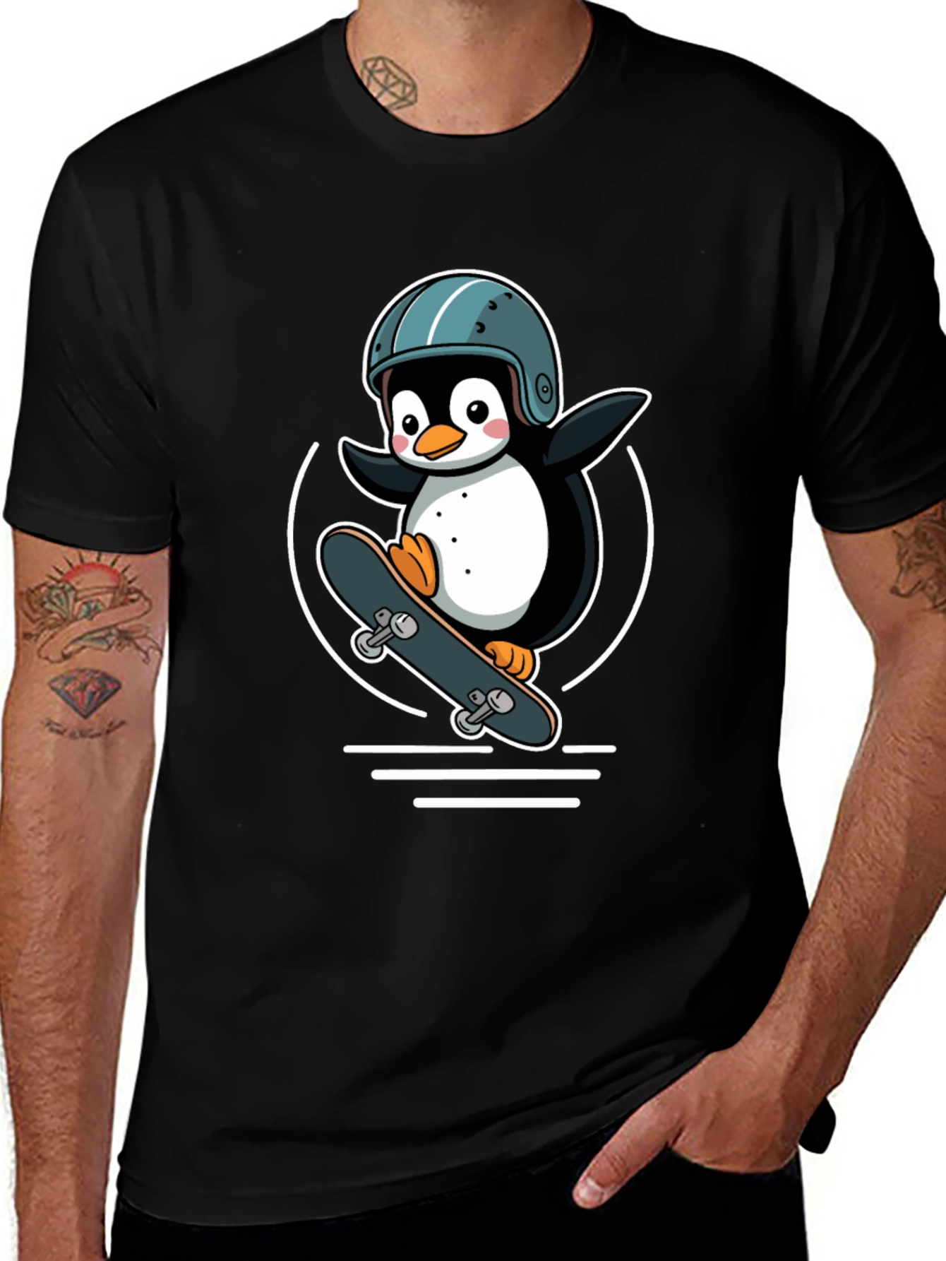 Penguin Skateboarder Graphic Tee