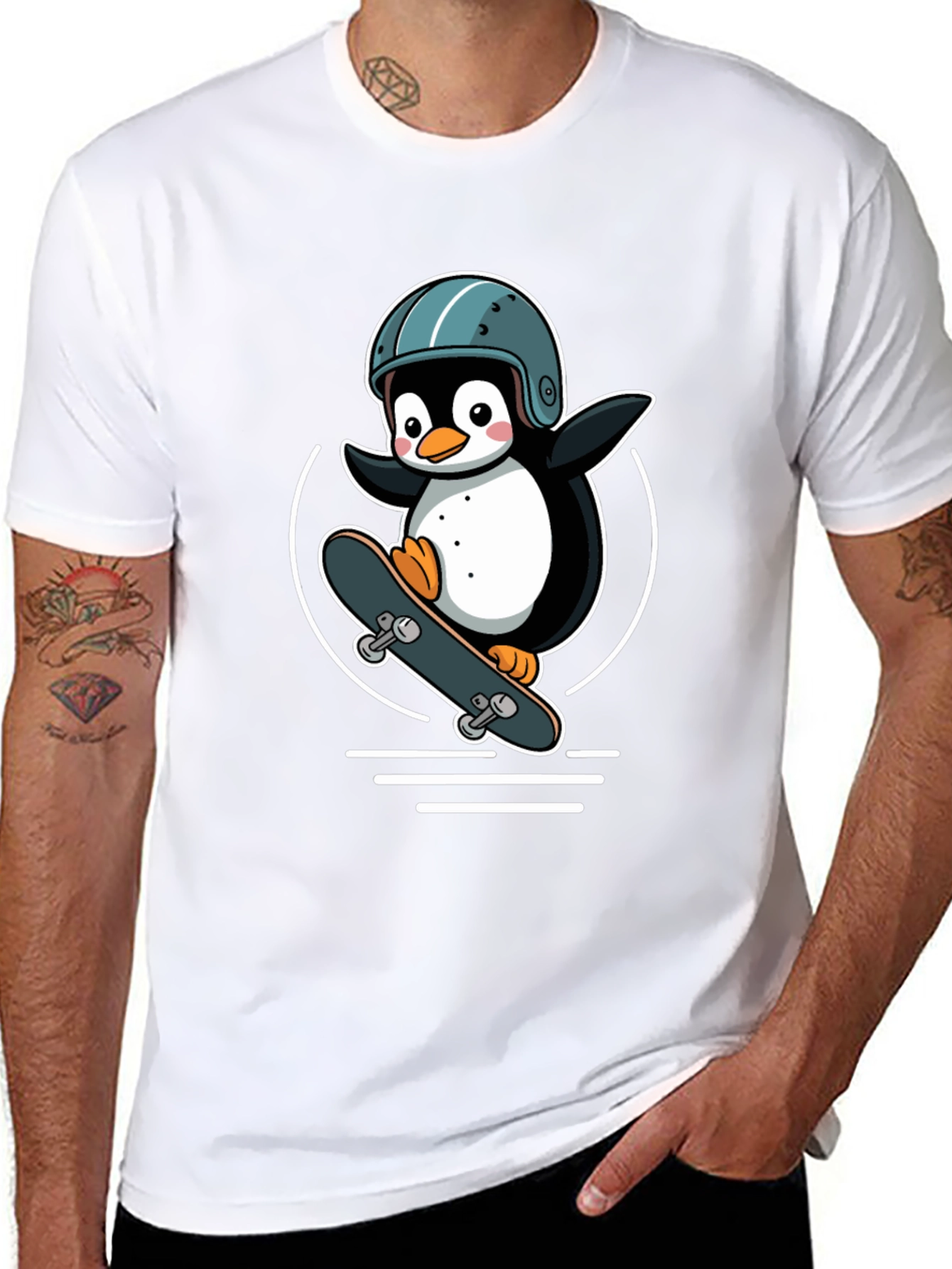 Penguin Skateboarder Graphic Tee