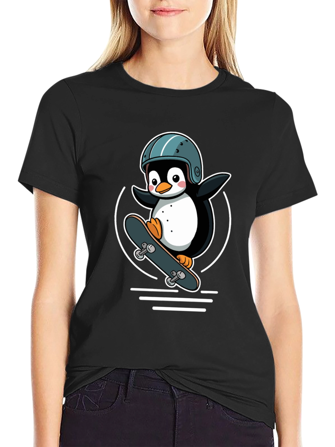 Penguin Skateboarder Graphic Tee