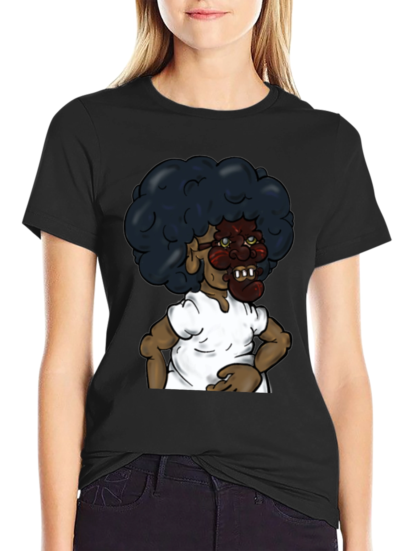 Cartoon Character Graphic Black T-Shirt