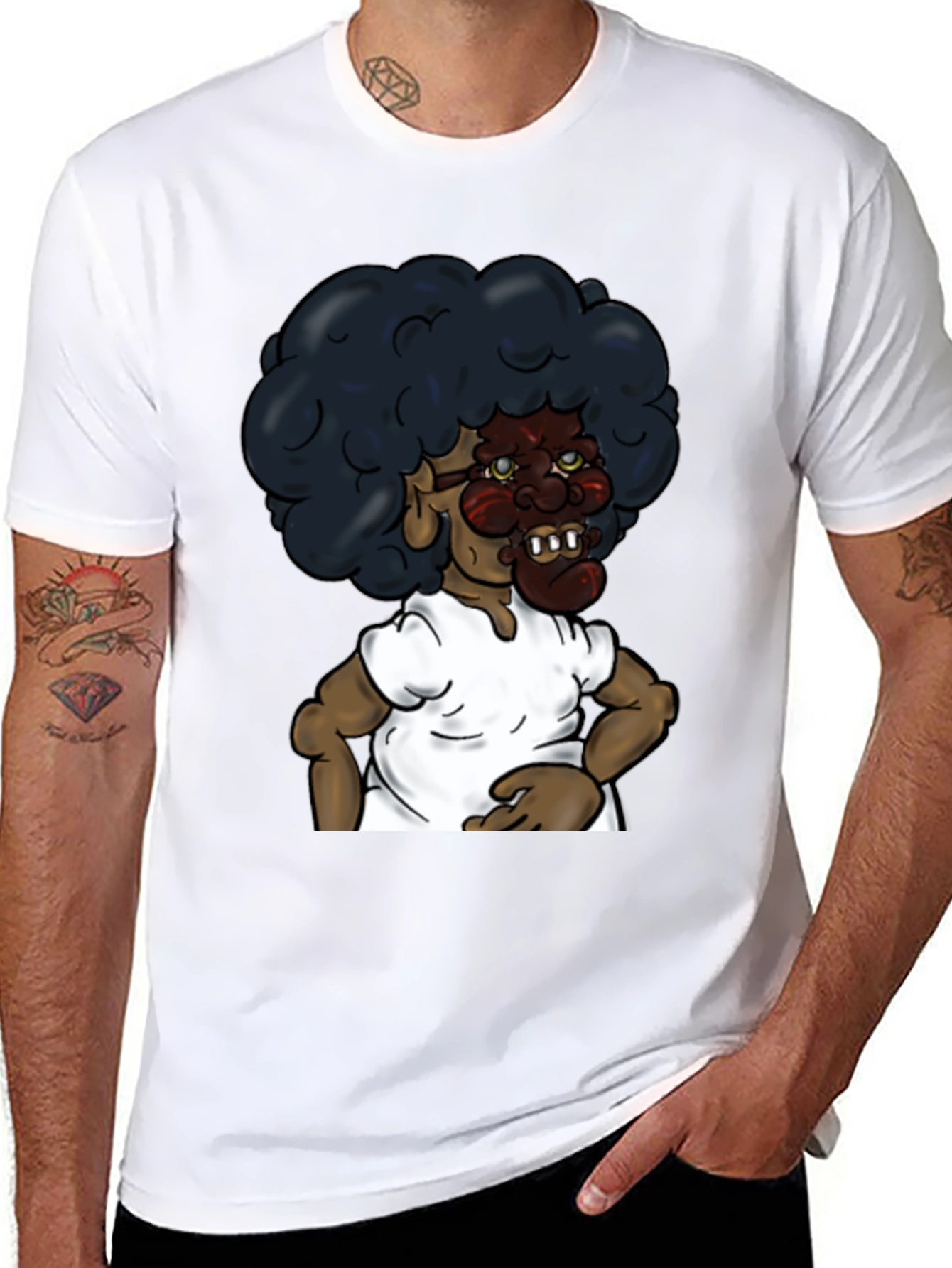 Cartoon Character Graphic Black T-Shirt