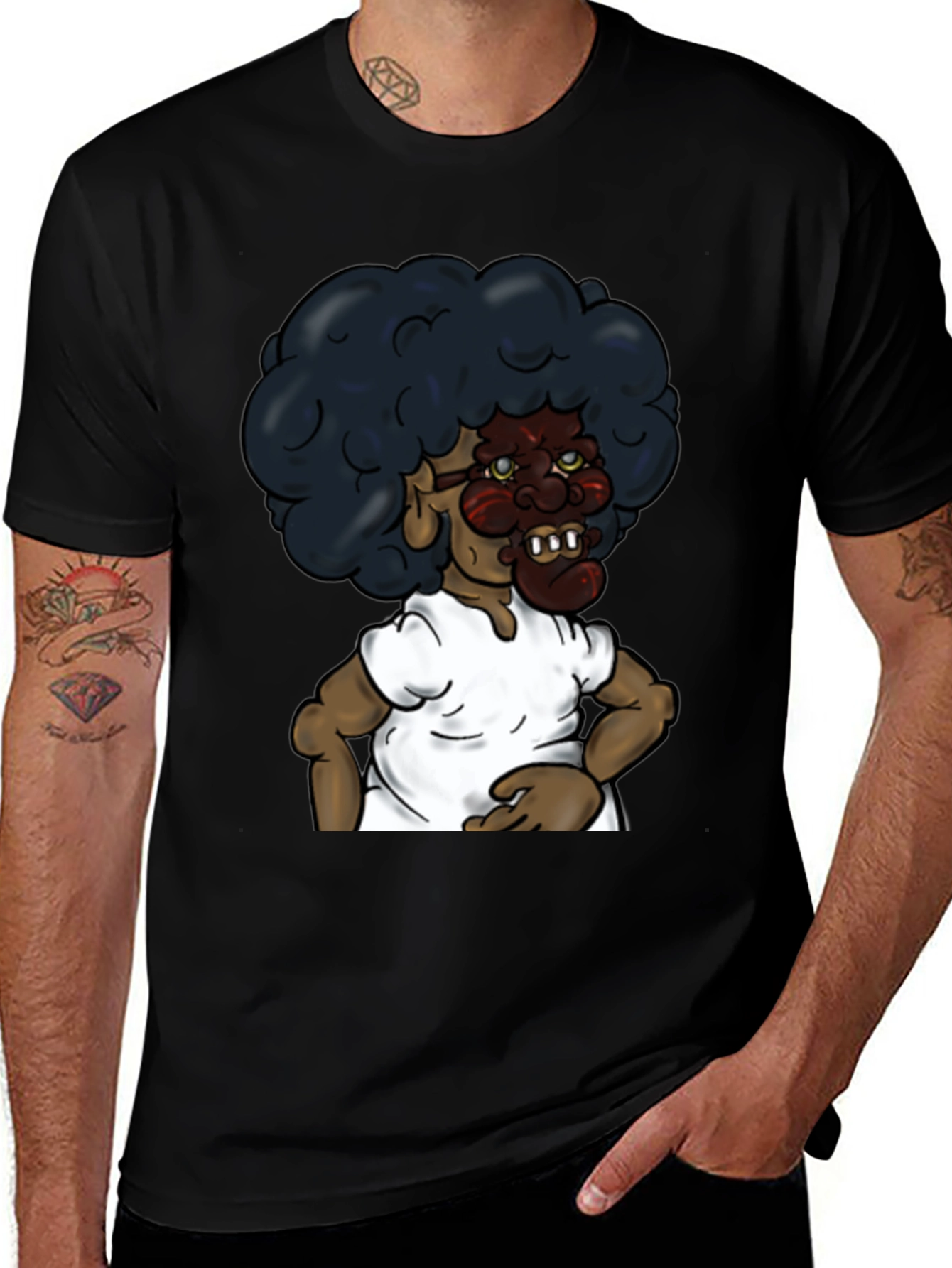 Cartoon Character Graphic Black T-Shirt