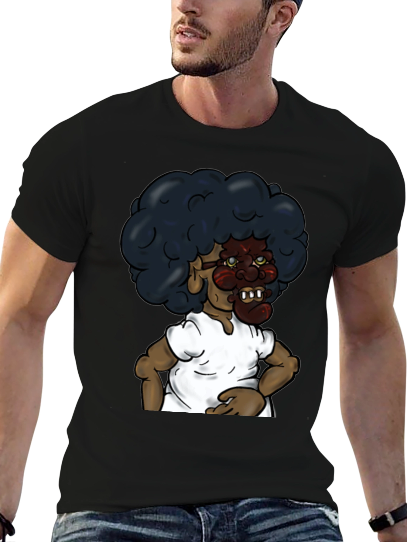 Cartoon Character Graphic Black T-Shirt