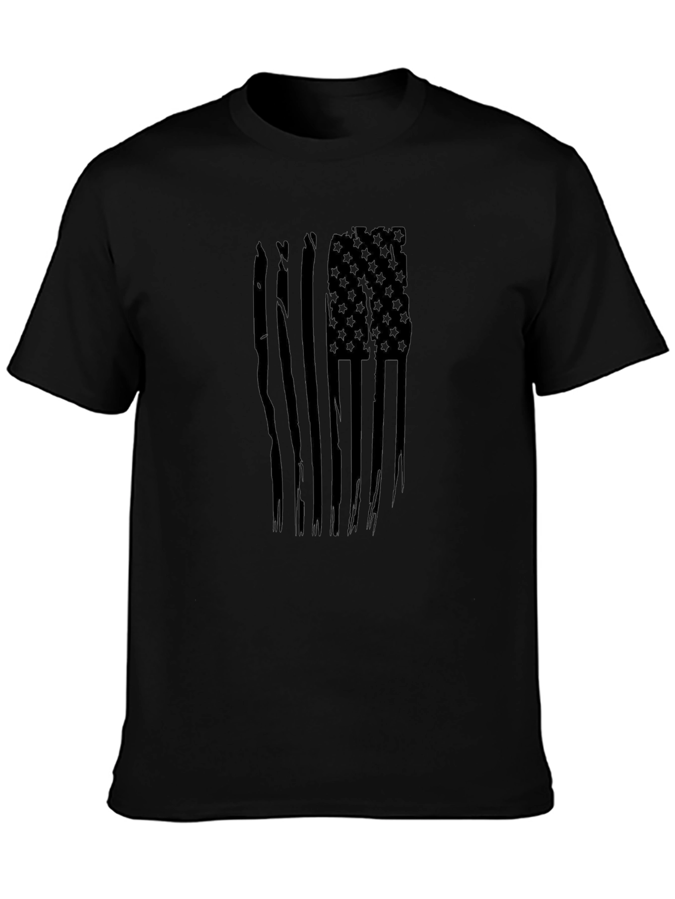 American Flag Graphic Print Mens Black T-Shirt