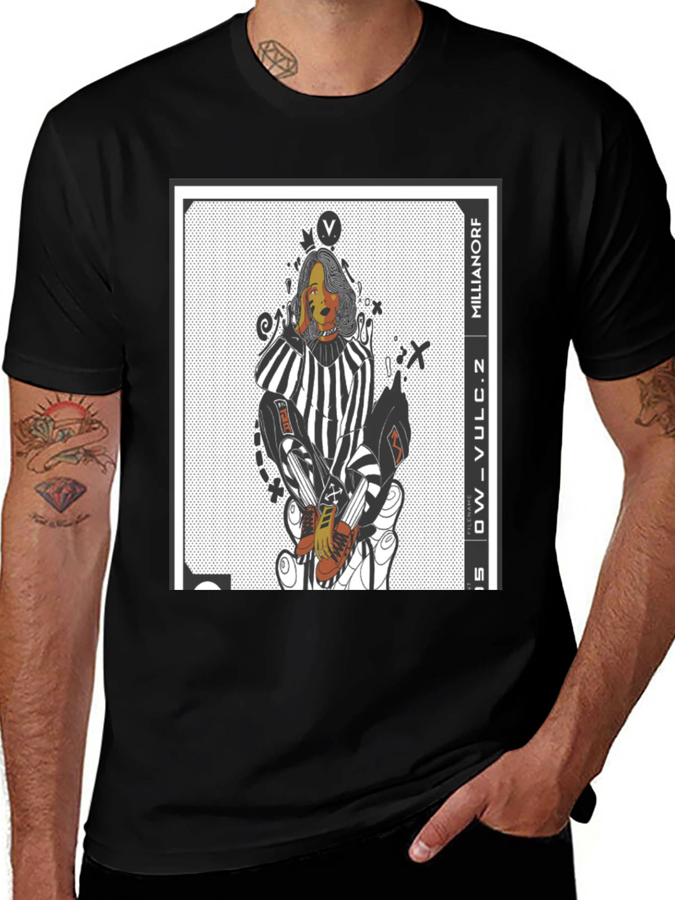 Graphic Print Black Crew Neck T-Shirt