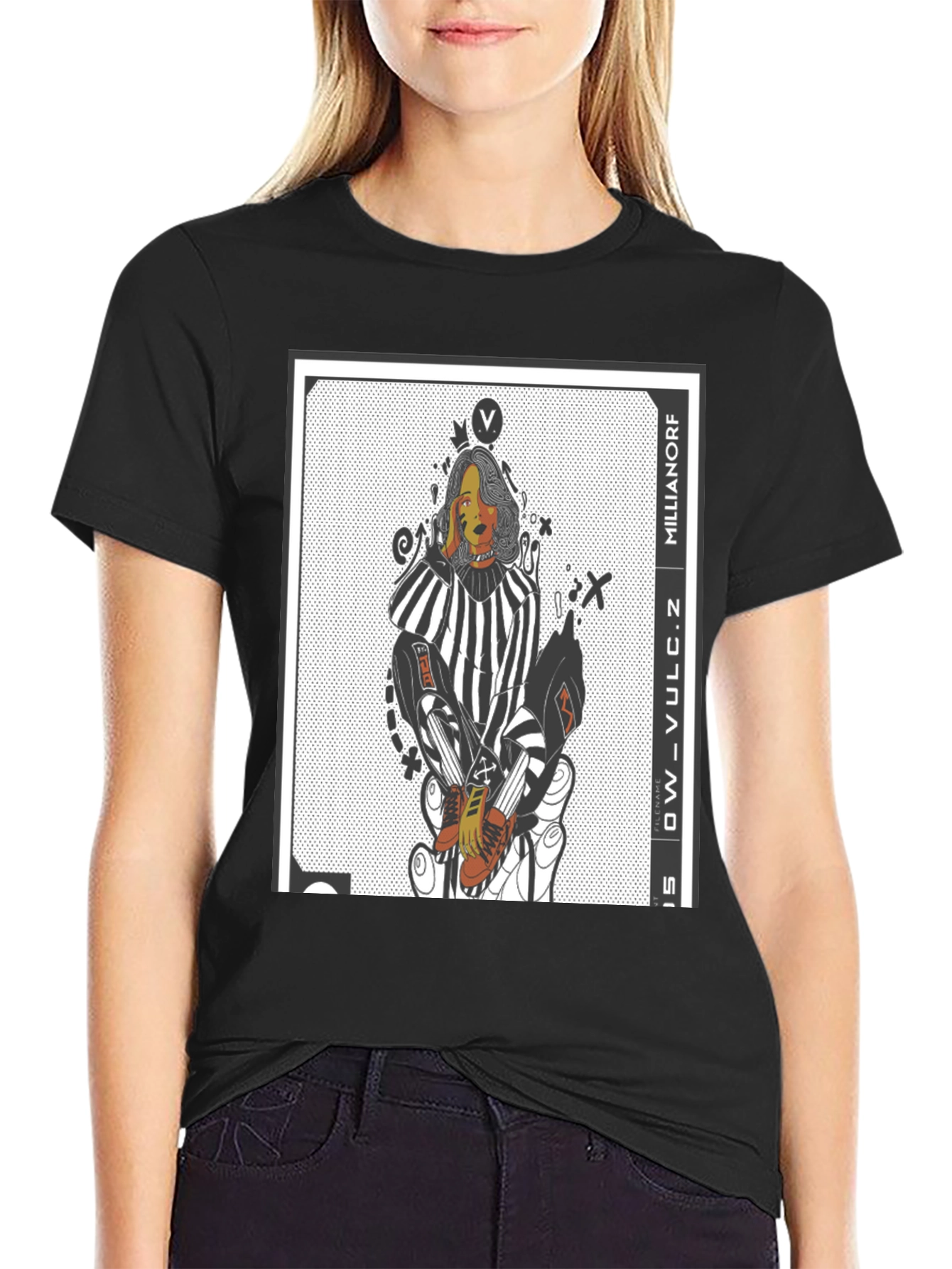 Graphic Print Black Crew Neck T-Shirt