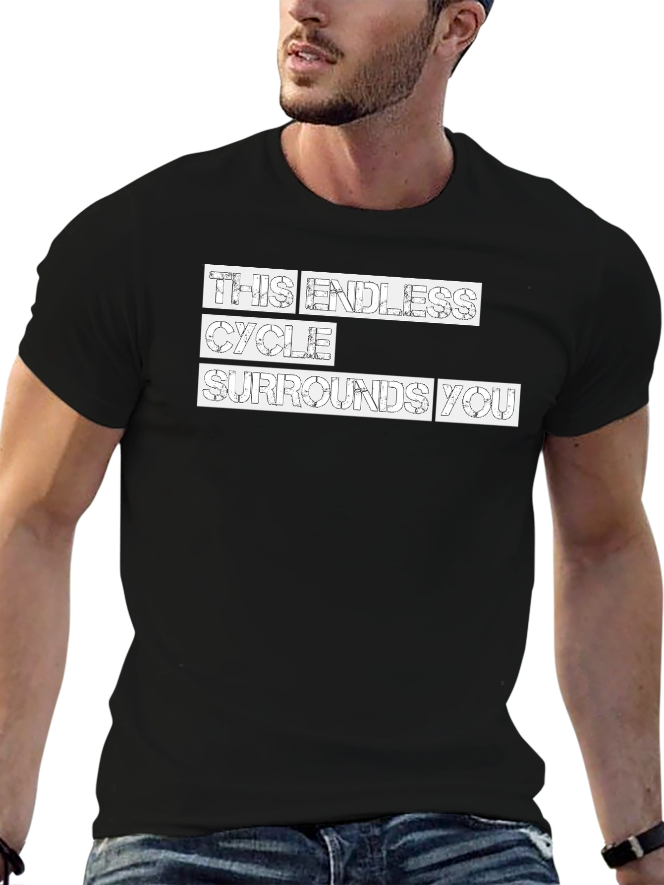 Endless Cycle Graphic Tee - Black Crew Neck T-Shirt