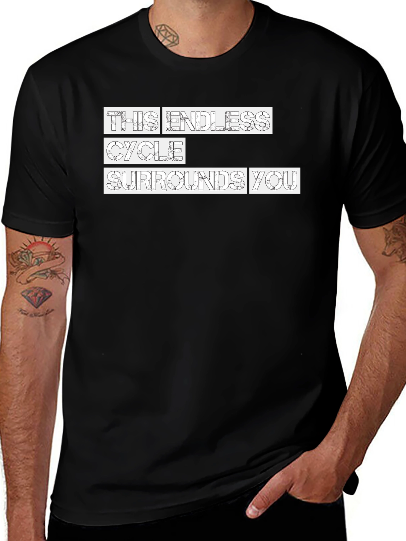 Endless Cycle Graphic Tee - Black Crew Neck T-Shirt