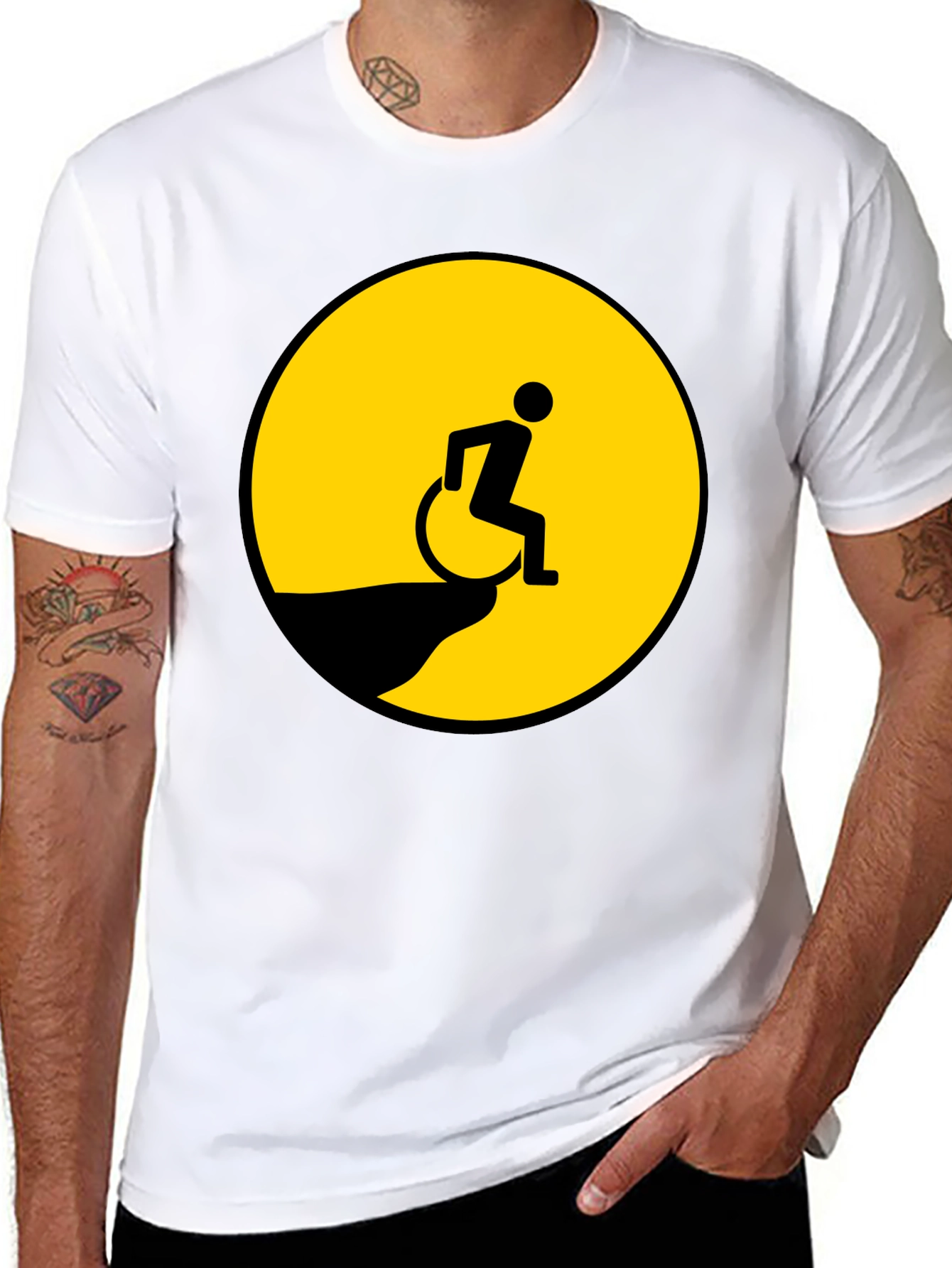 Edgy Humor T-Shirt - Wheelchair Cliff