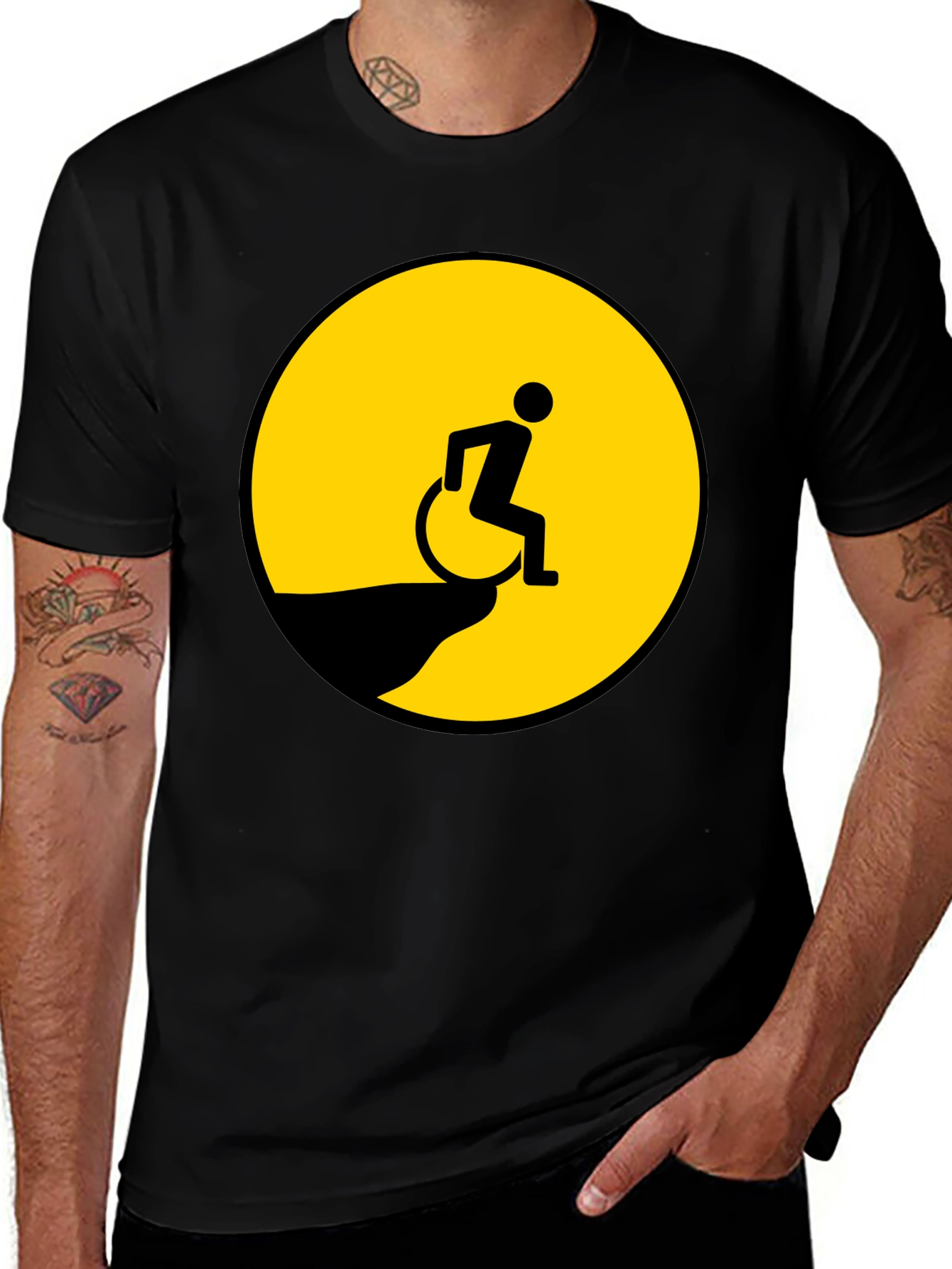 Edgy Humor T-Shirt - Wheelchair Cliff