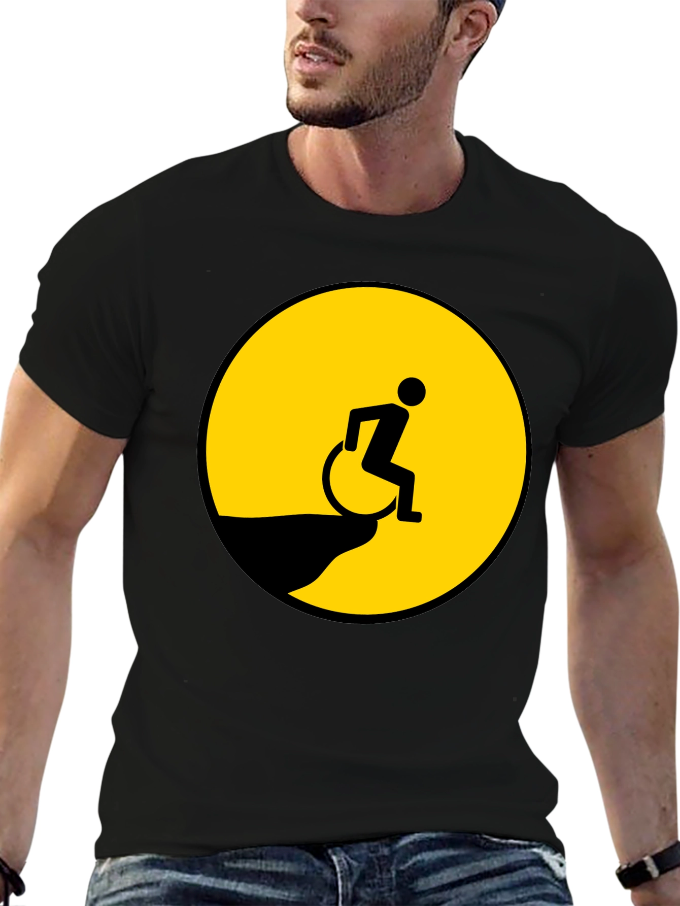 Edgy Humor T-Shirt - Wheelchair Cliff