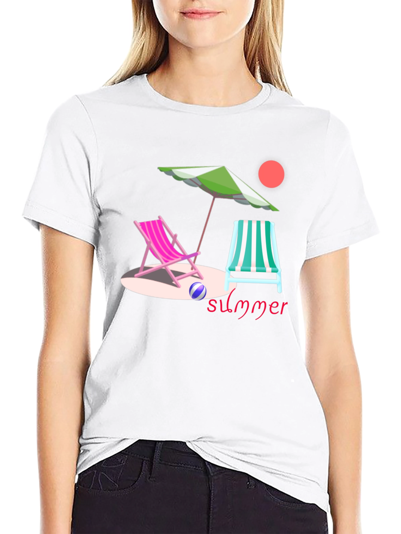 Summer Beach Scene Graphic Tee