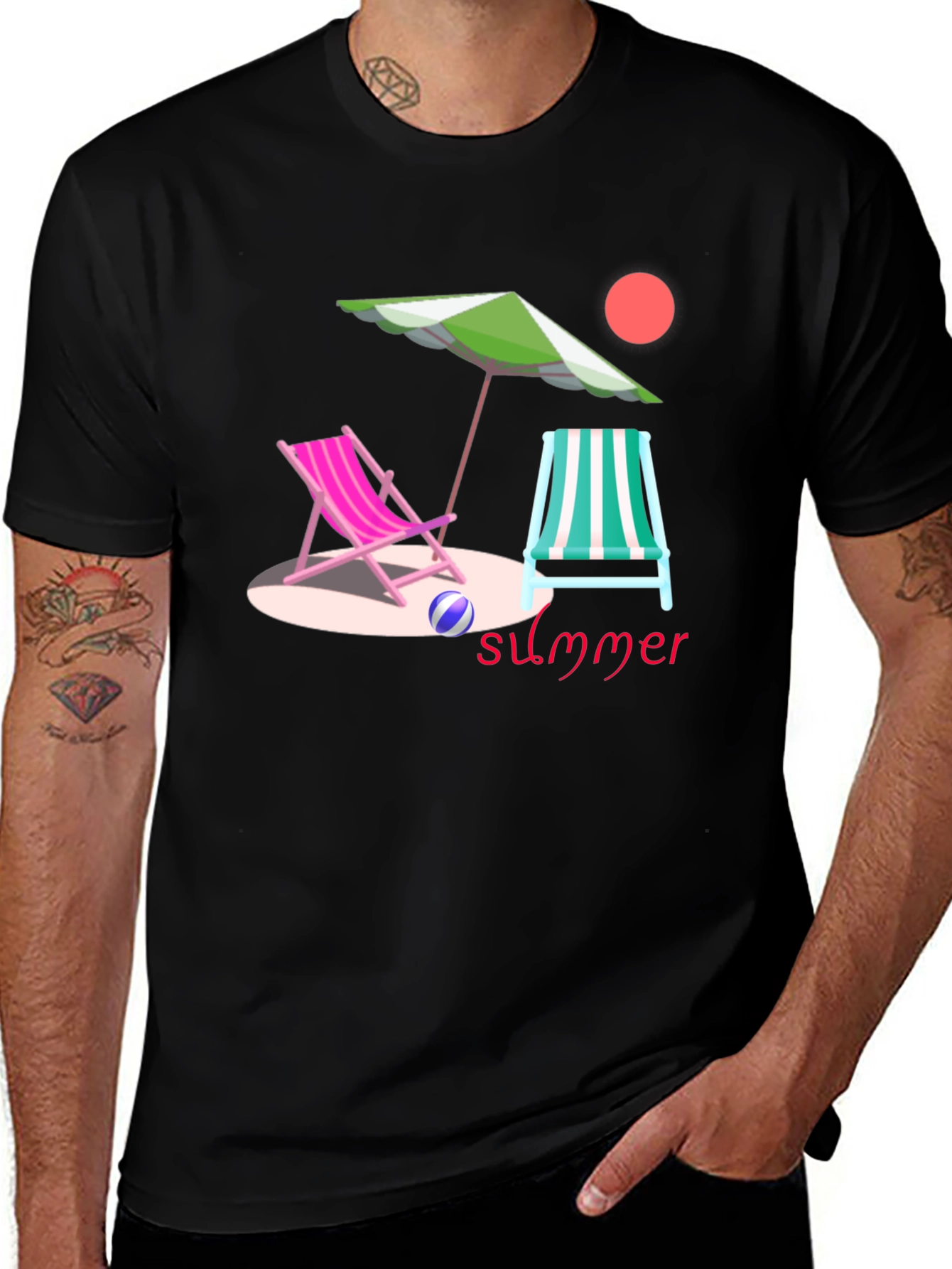 Summer Beach Scene Graphic Tee