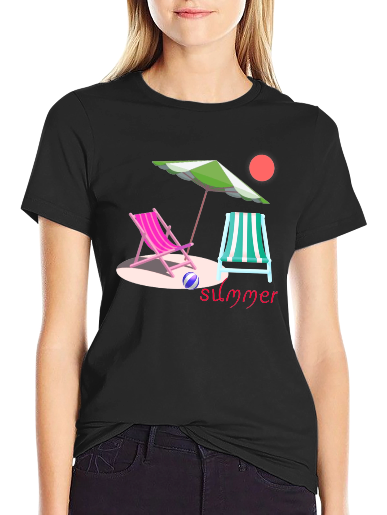 Summer Beach Scene Graphic Tee