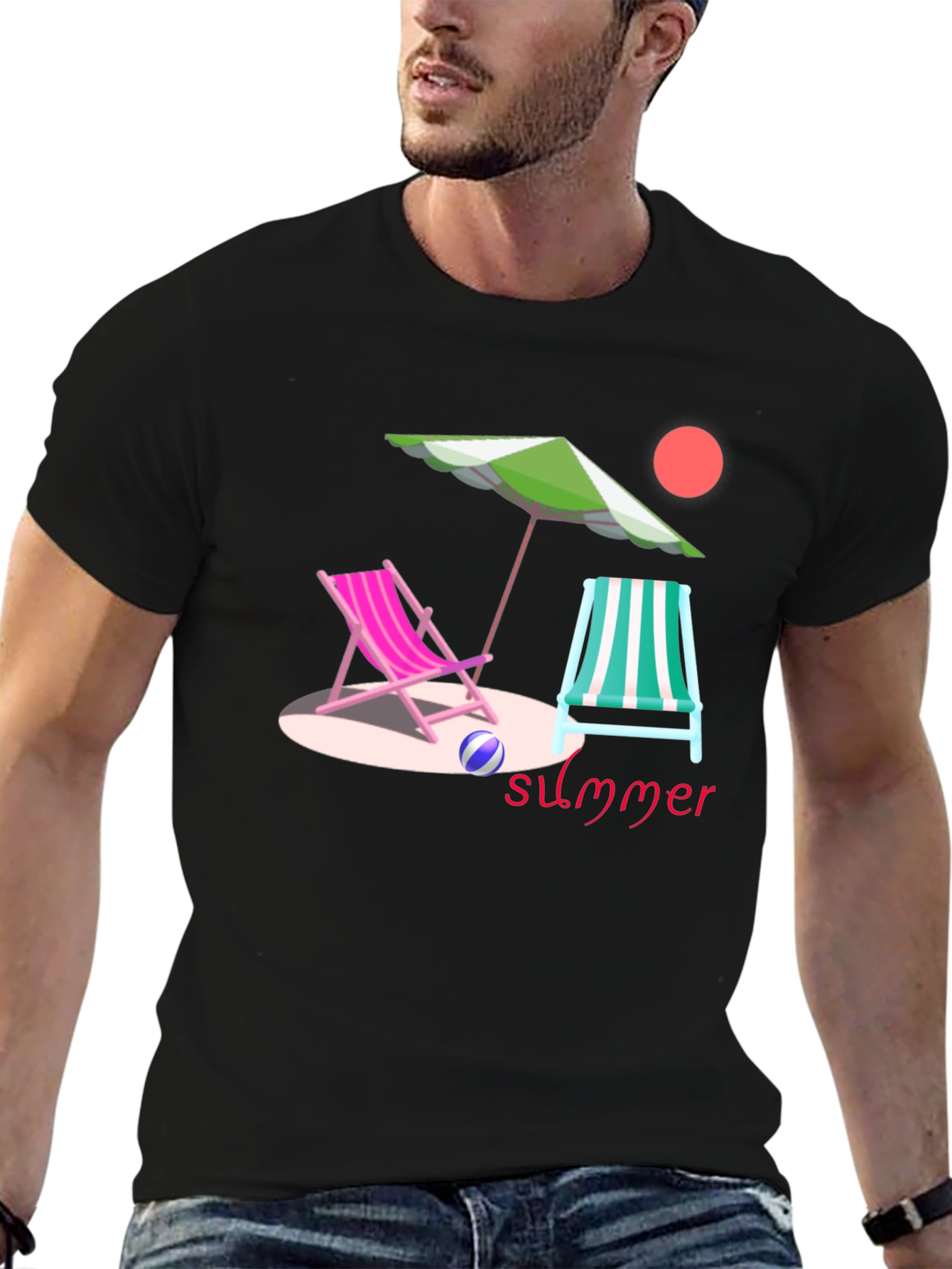 Summer Beach Scene Graphic Tee