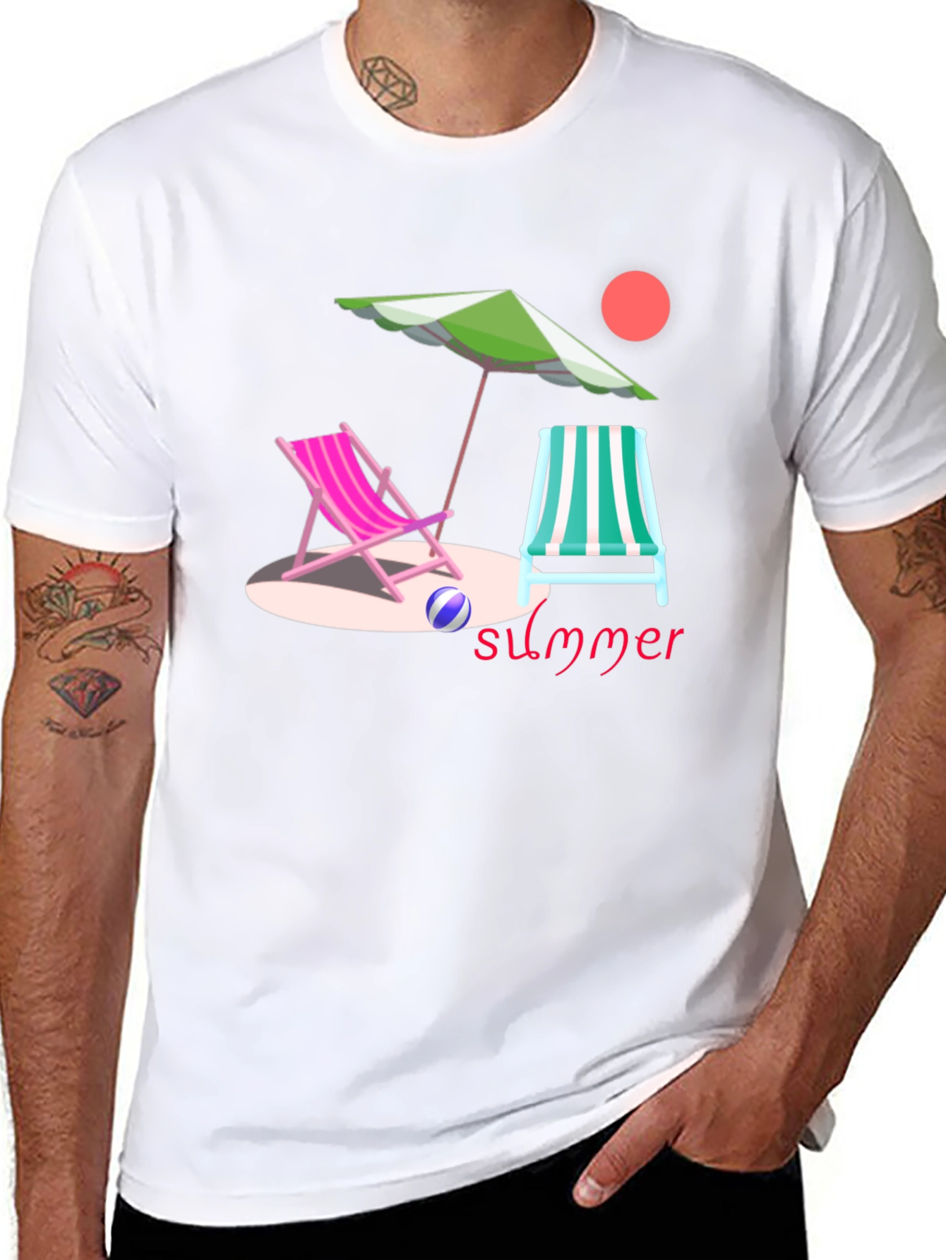 Summer Beach Scene Graphic Tee