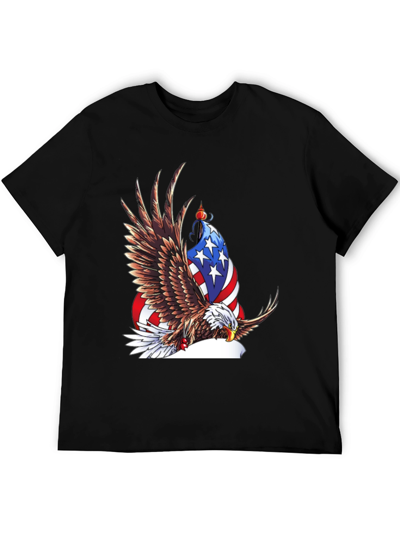Patriotic Eagle Graphic Tee - Mens Black T-Shirt