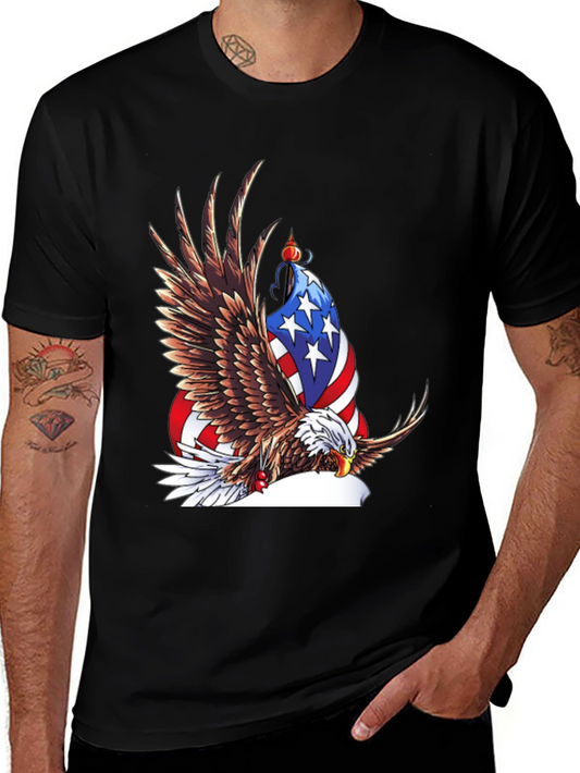 Patriotic Eagle Graphic Tee - Mens Black T-Shirt
