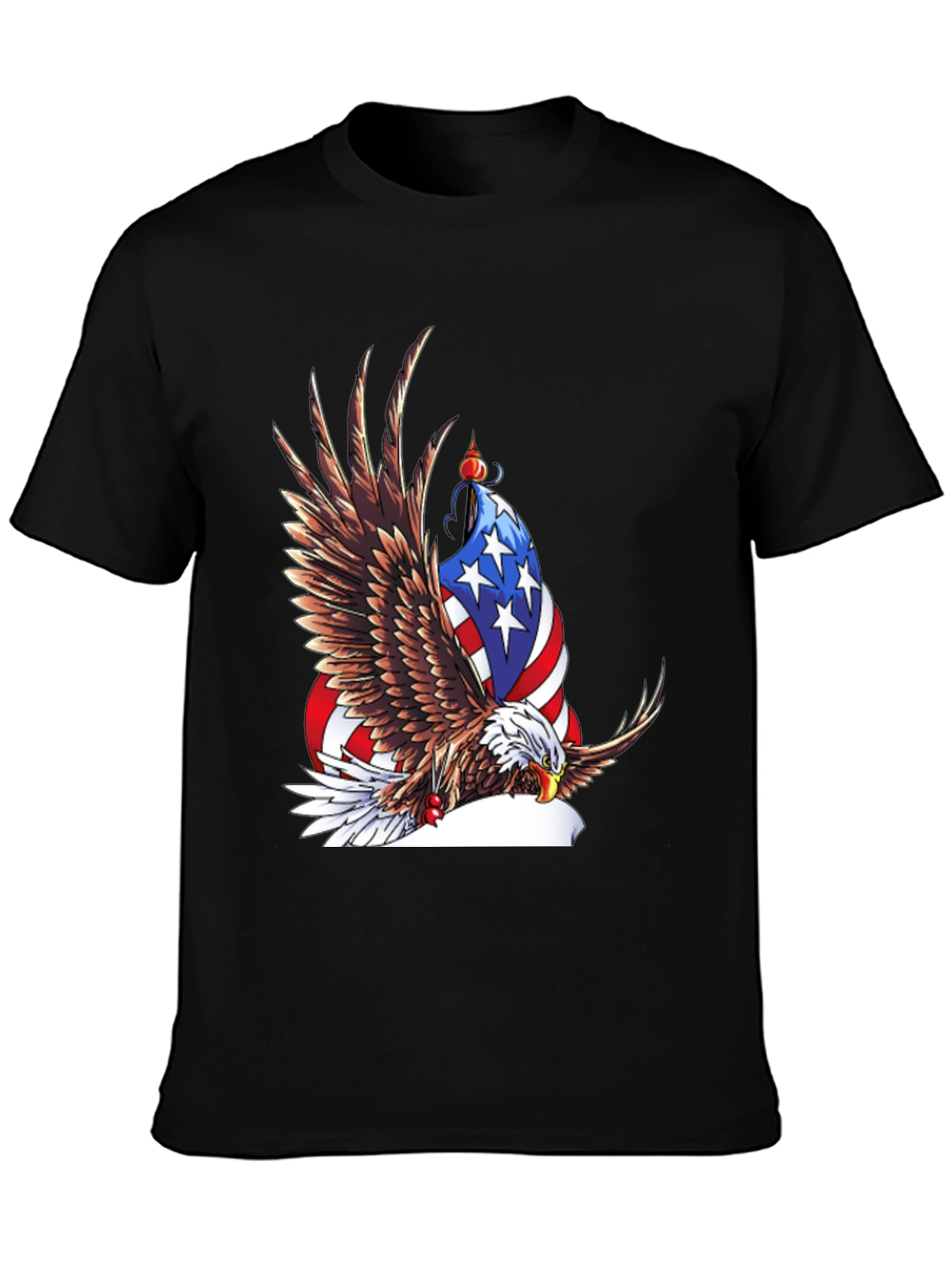 Patriotic Eagle Graphic Tee - Mens Black T-Shirt