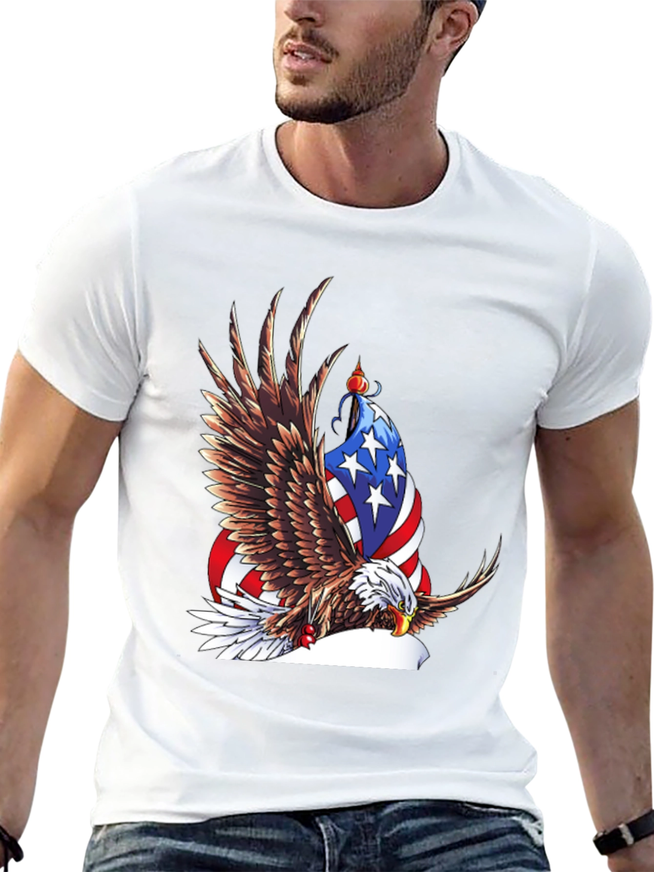 Patriotic Eagle Graphic Tee - Mens Black T-Shirt
