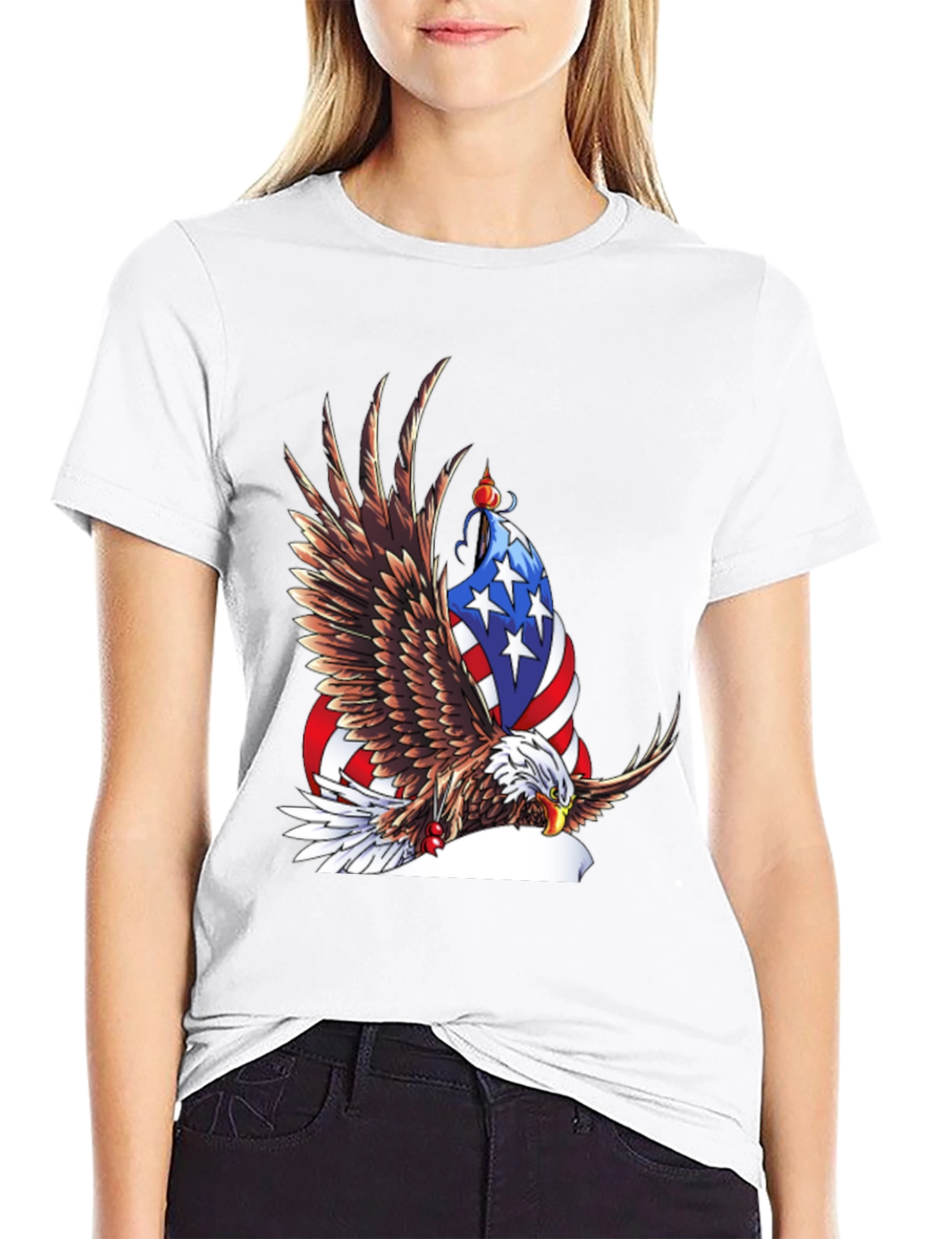 Patriotic Eagle Graphic Tee - Mens Black T-Shirt