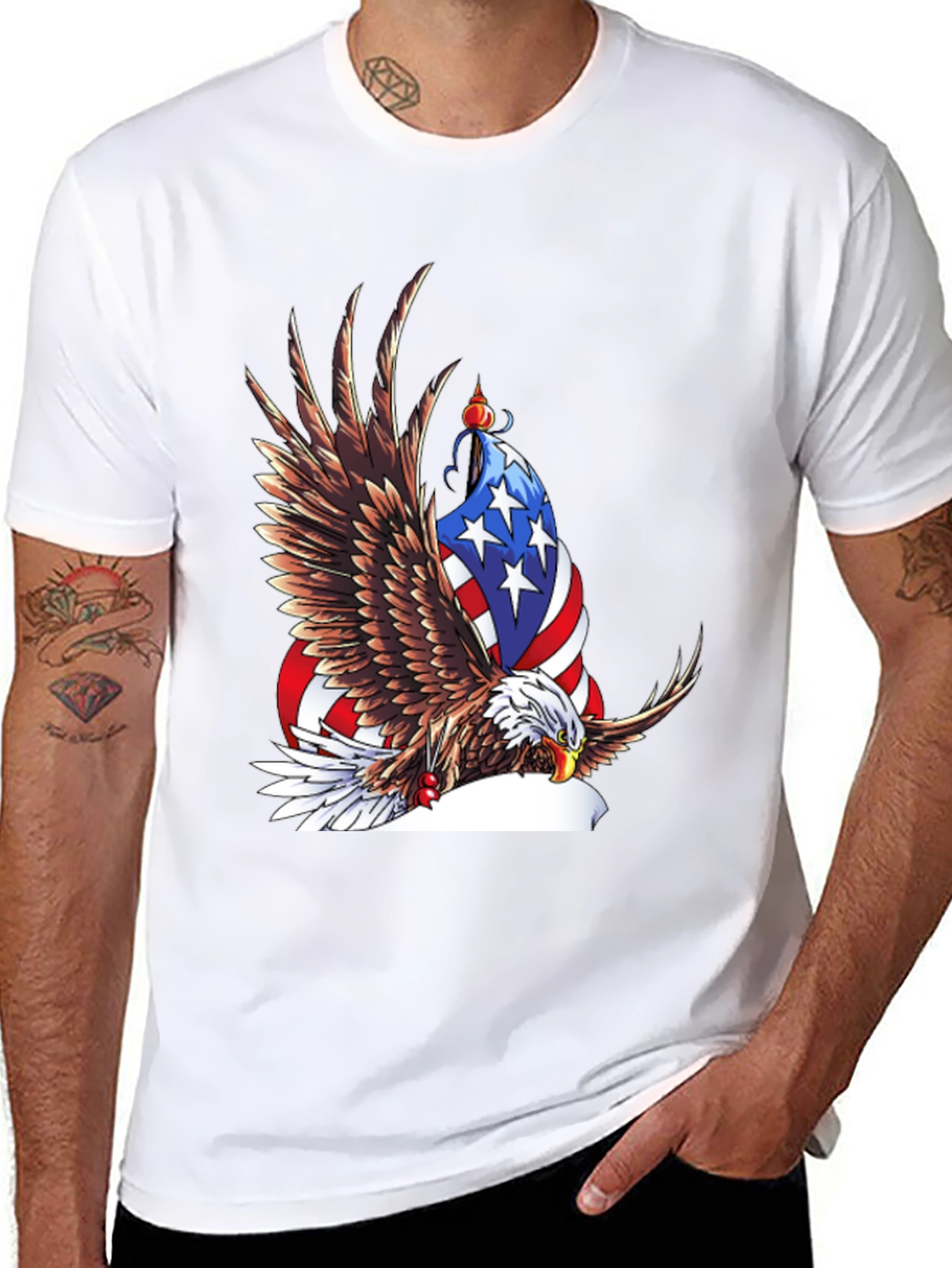 Patriotic Eagle Graphic Tee - Mens Black T-Shirt